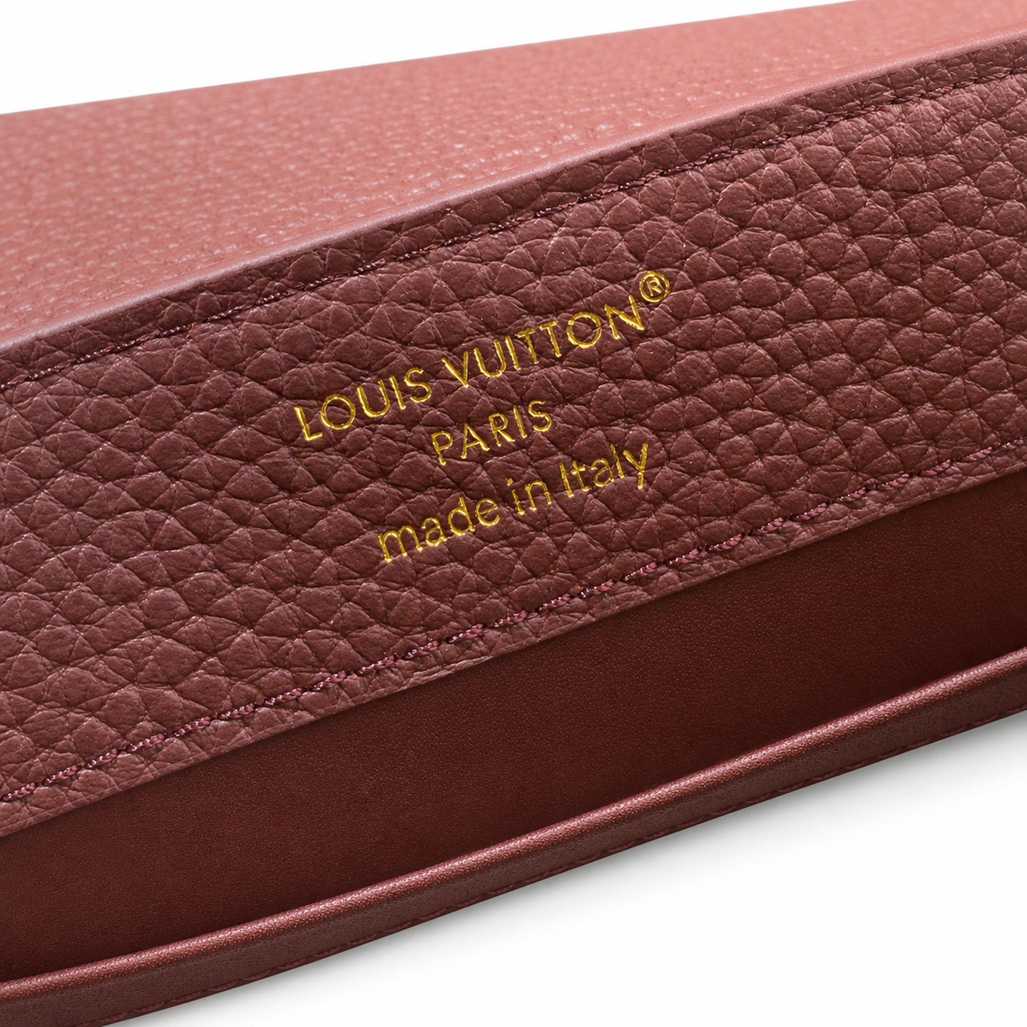 Louis Vuitton Capucines Mini Leather White Gold Burgundy Handbag