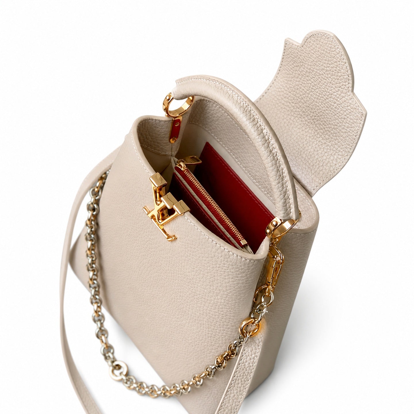 Louis Vuitton Capucines Mini Leather Beige Gray Handbag