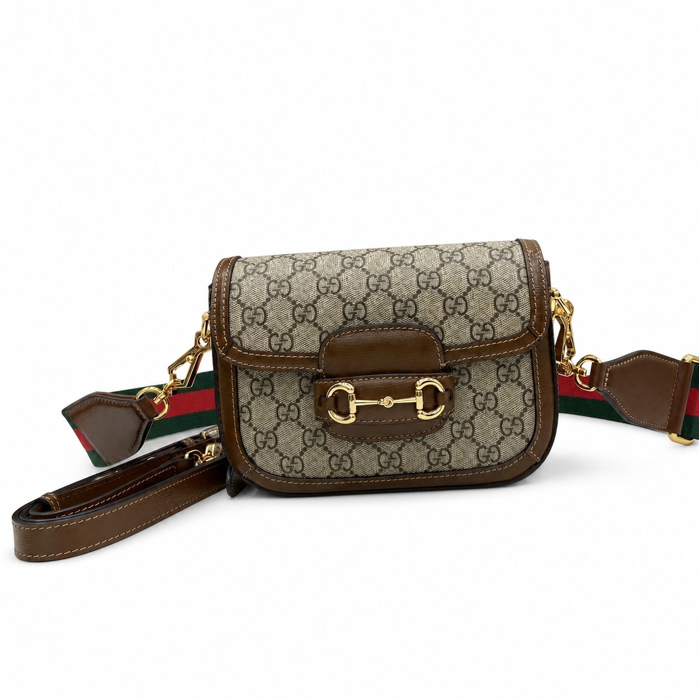 Gucci Horsebit 1955 Supreme Small Cotton Leather Beige Brown Red Green Gold Belt