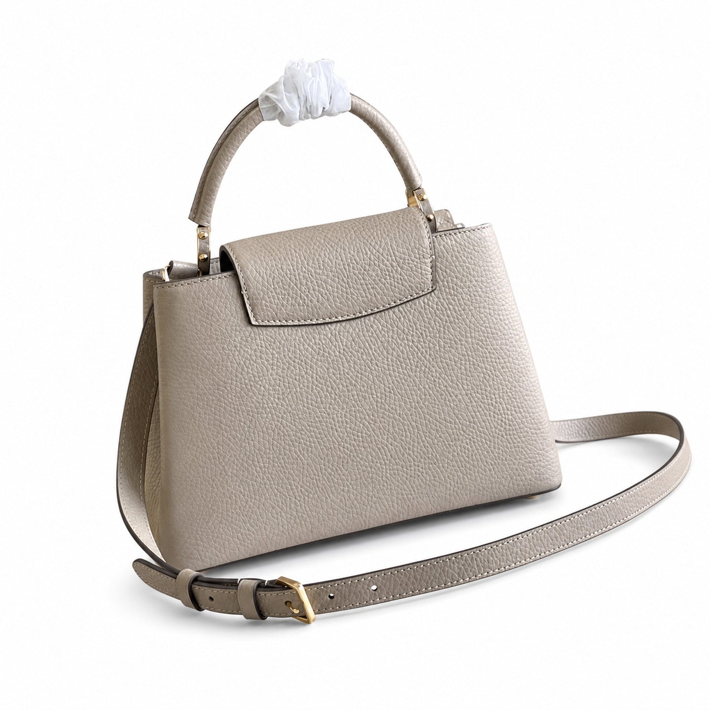 Louis Vuitton Capucines Small Leather Gray Gold Handbag