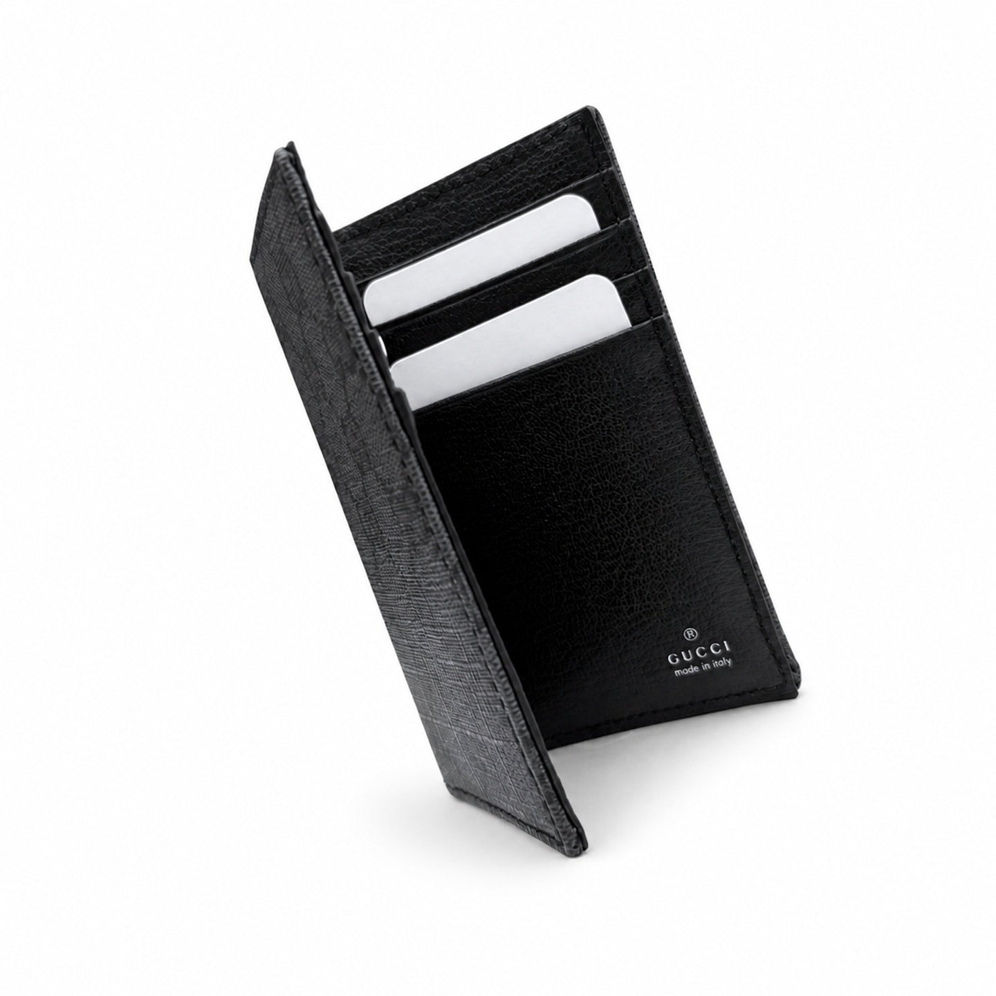 Gucci Canvas Leather Black Silver Card Holder