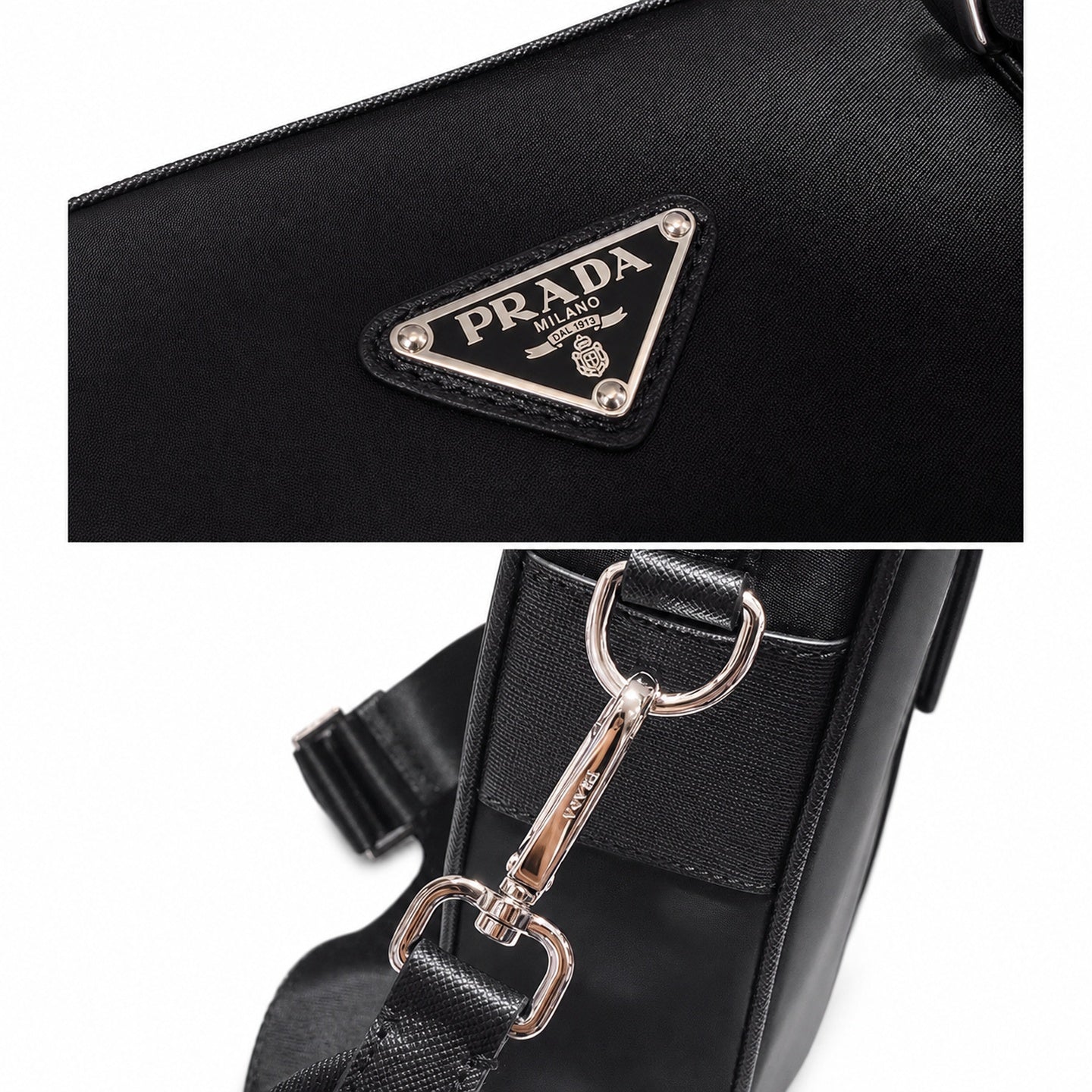 Prada Saffiano Small Nylon Leather Briefcase