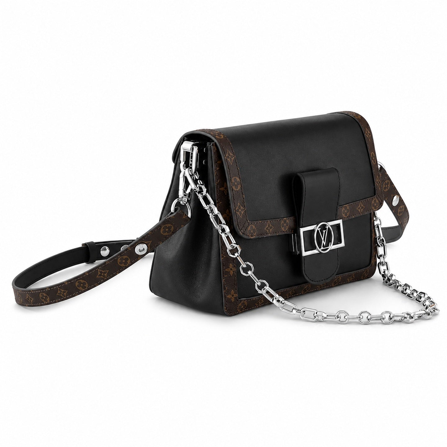 Louis Vuitton Dauphine Medium Canvas Leather Black Handbag