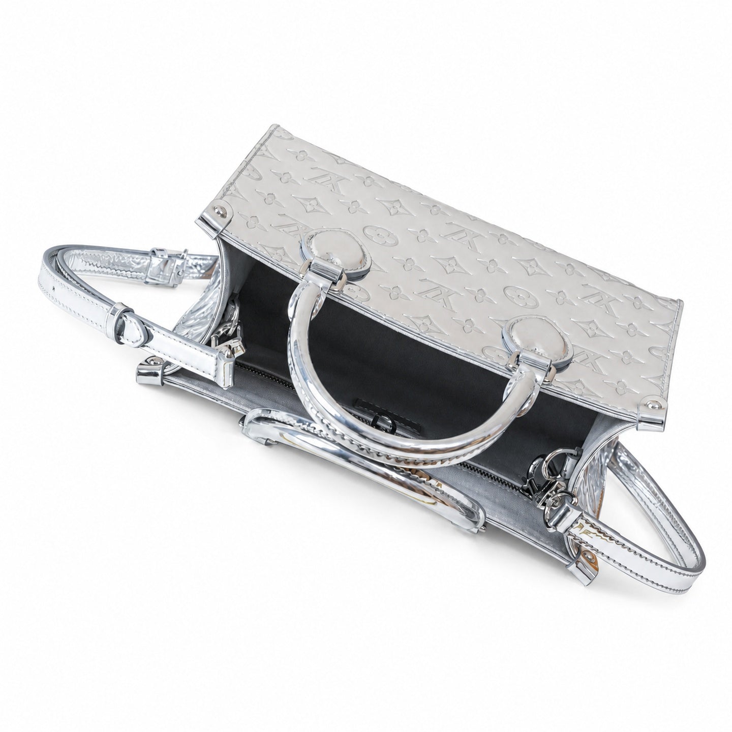 Louis Vuitton OnTheGo Small Canvas Silver Handbag