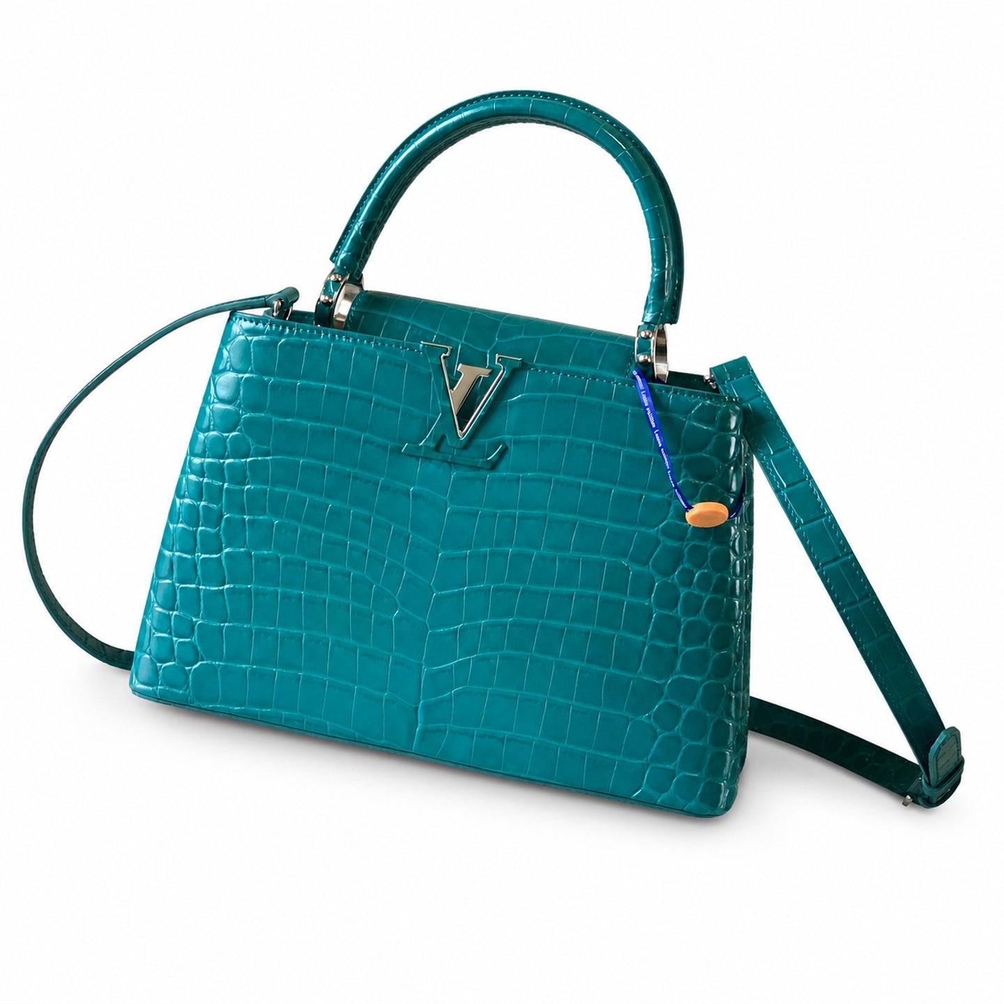 Louis Vuitton Capucines Medium Croc-Embossed Leather Green Silver Handbag