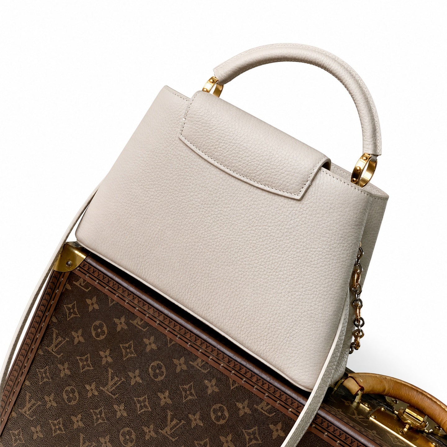 Louis Vuitton Capucines Medium Leather Gray Handbag