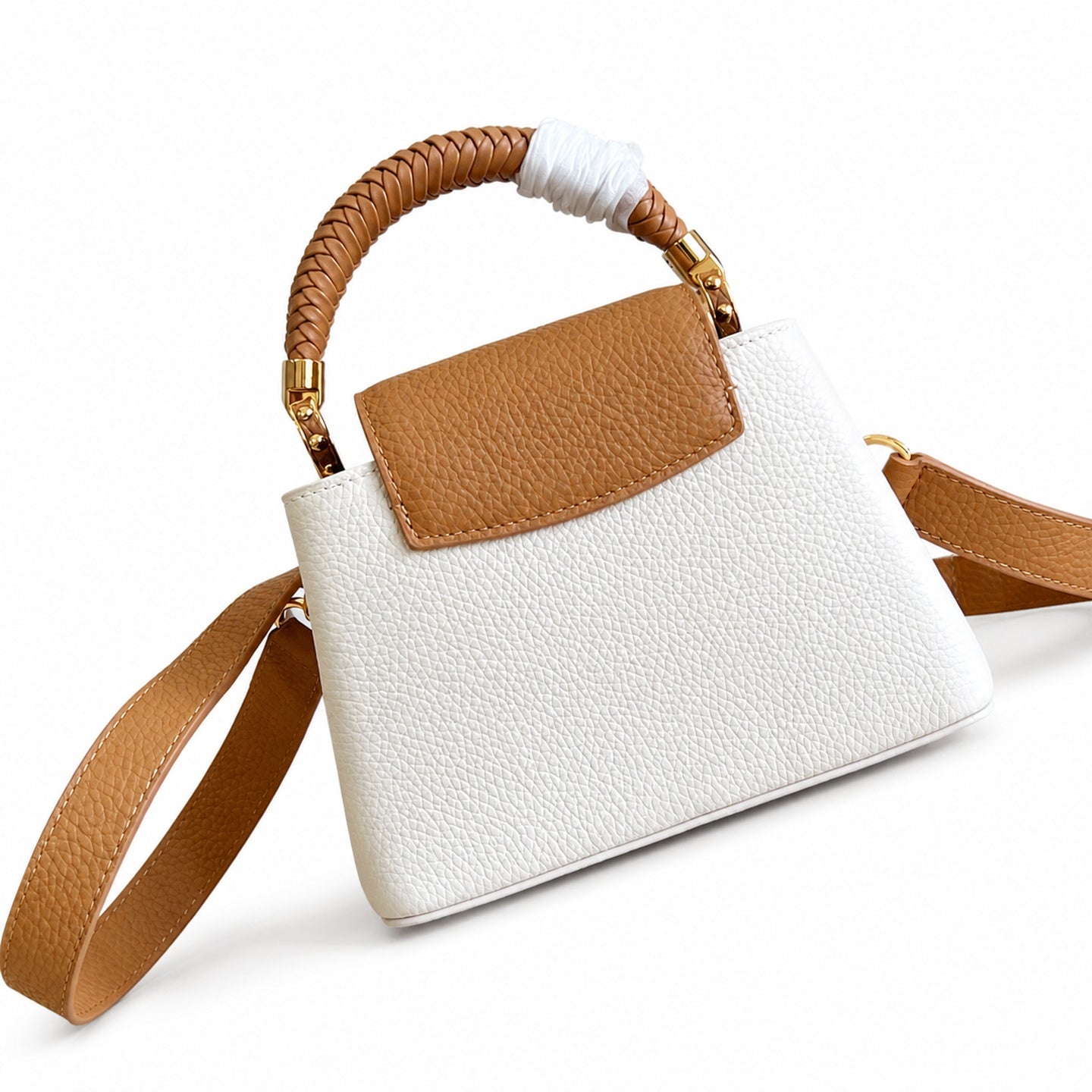 Louis Vuitton Capucines Mini Leather White Brown Handbag