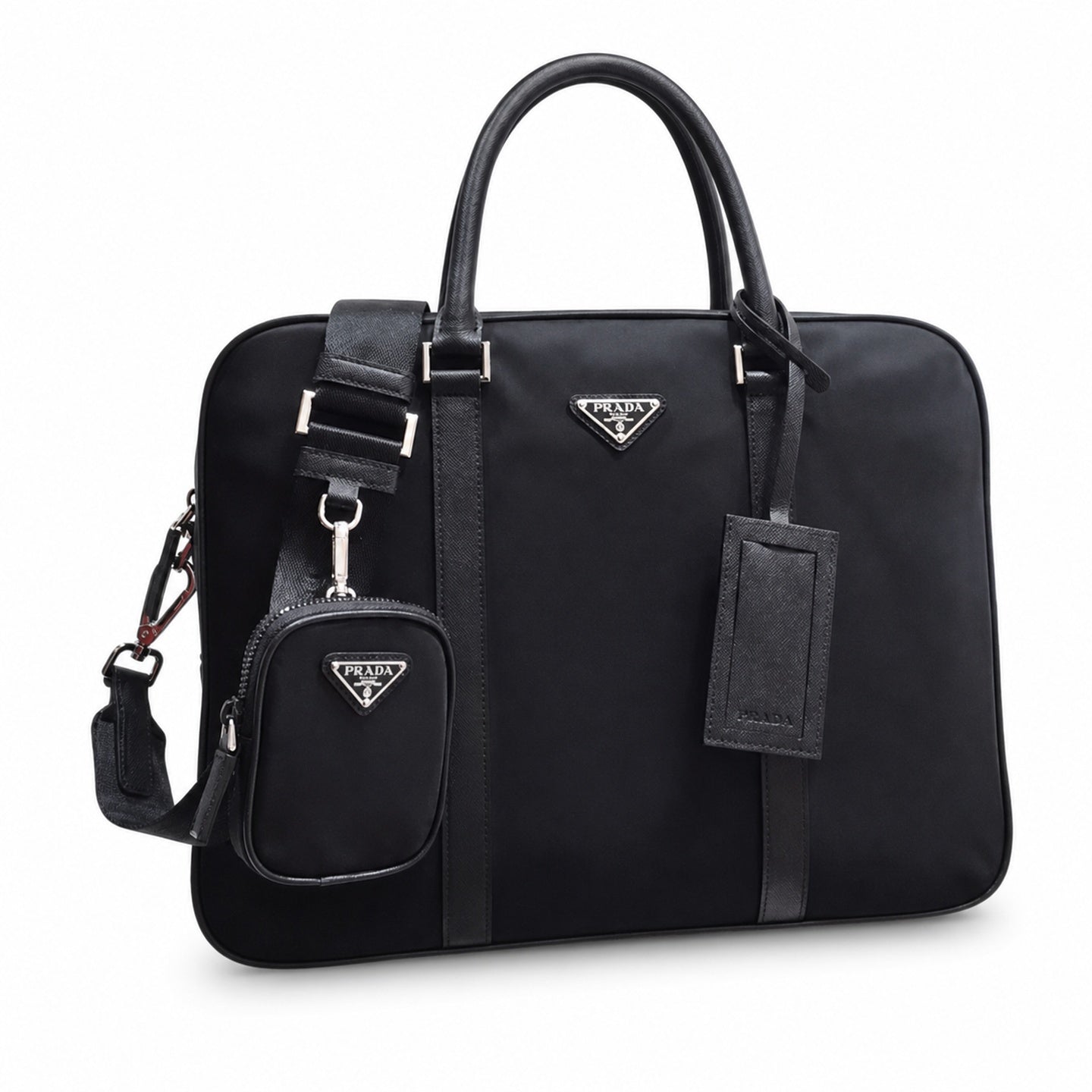 Prada Saffiano Small Nylon Leather Briefcase