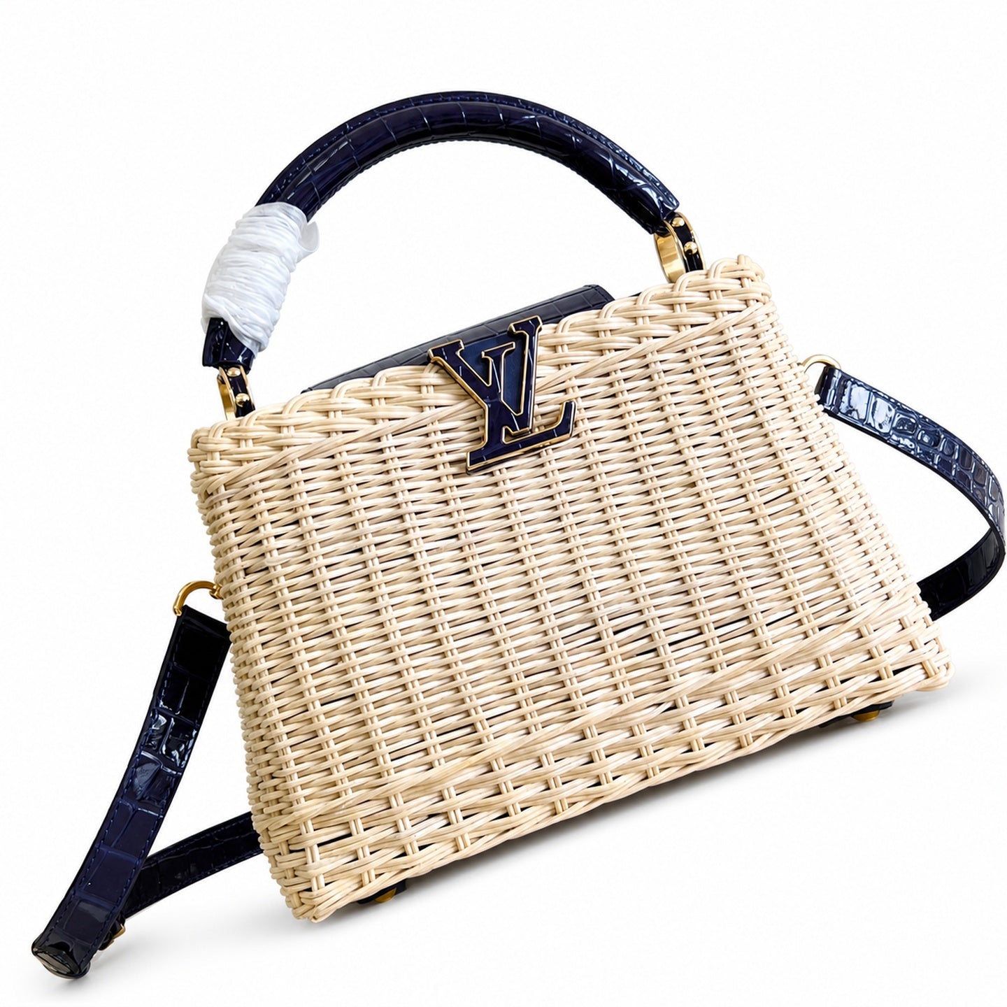 Louis Vuitton Capucines Small Leather Blue Handbag