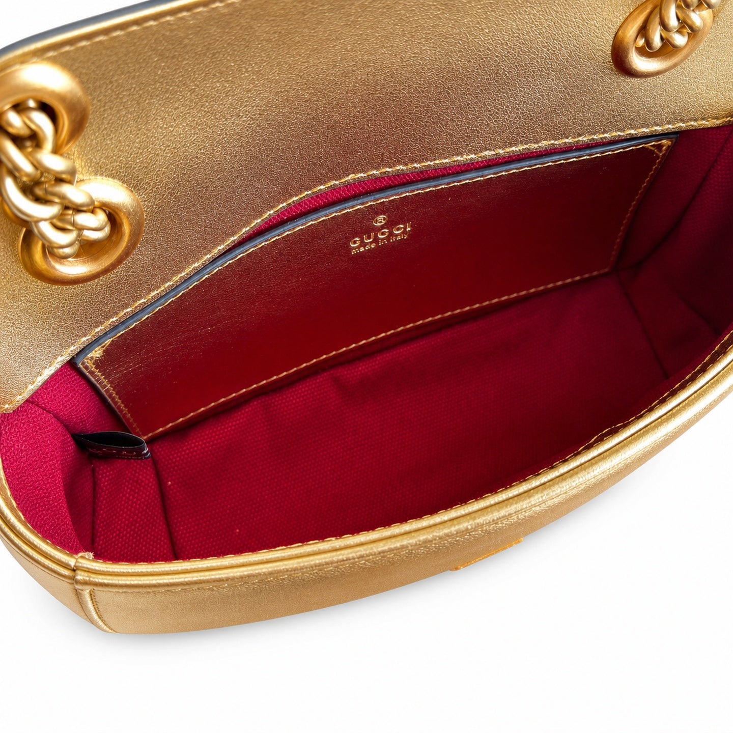 Gucci GG Marmont Leather Gold Handbag