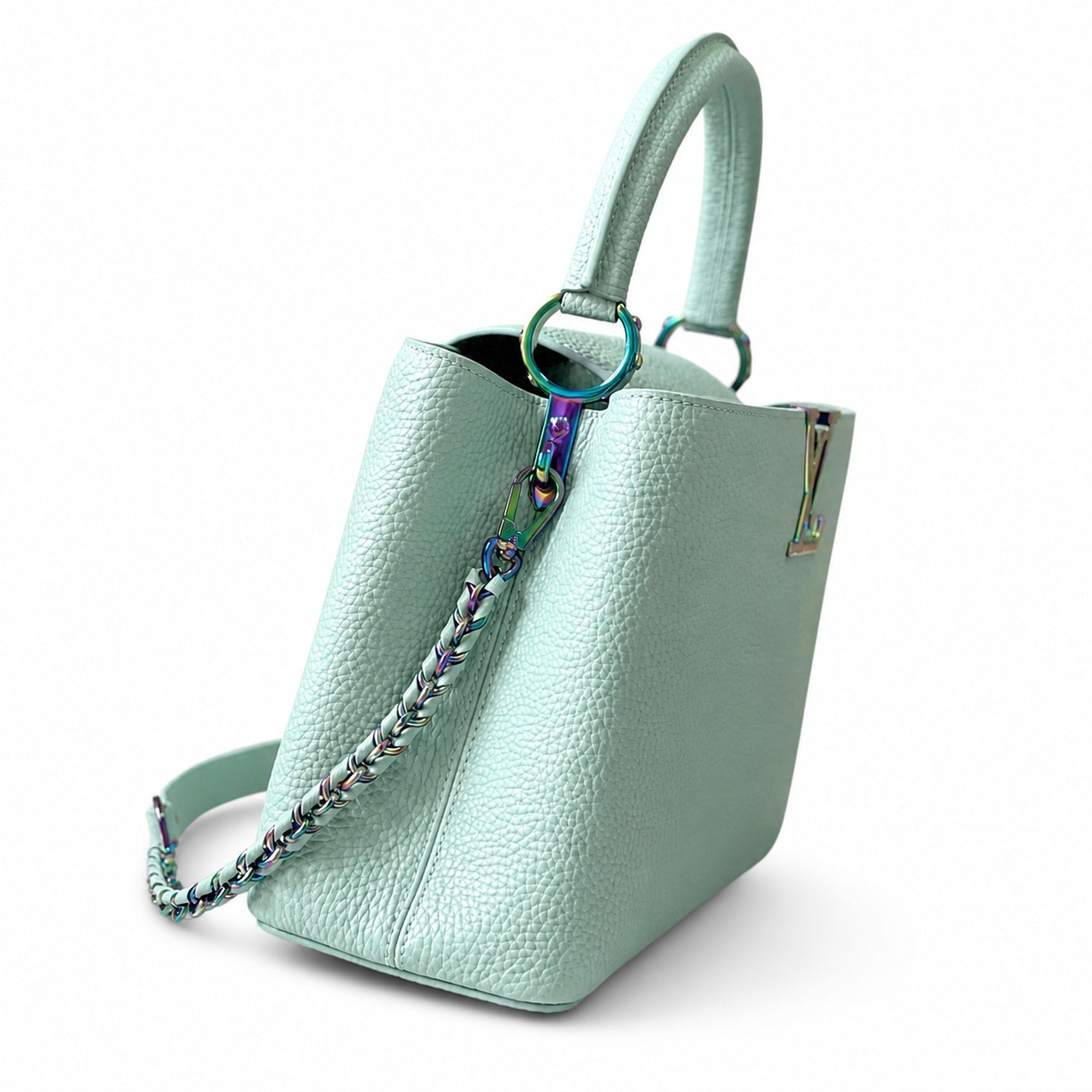 Louis Vuitton Capucines Mini Leather Green Gold Handbag