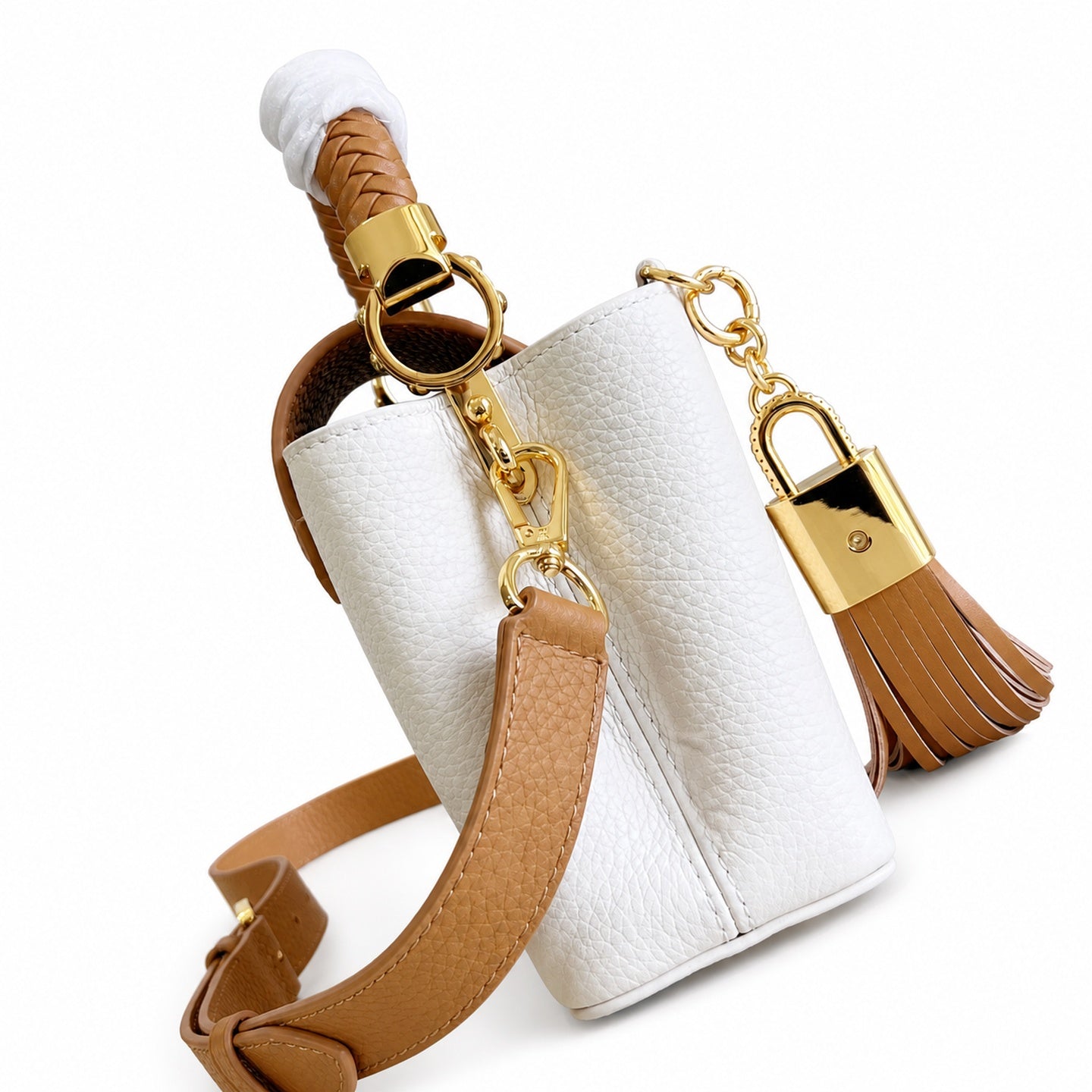 Louis Vuitton Capucines Mini Leather White Brown Handbag