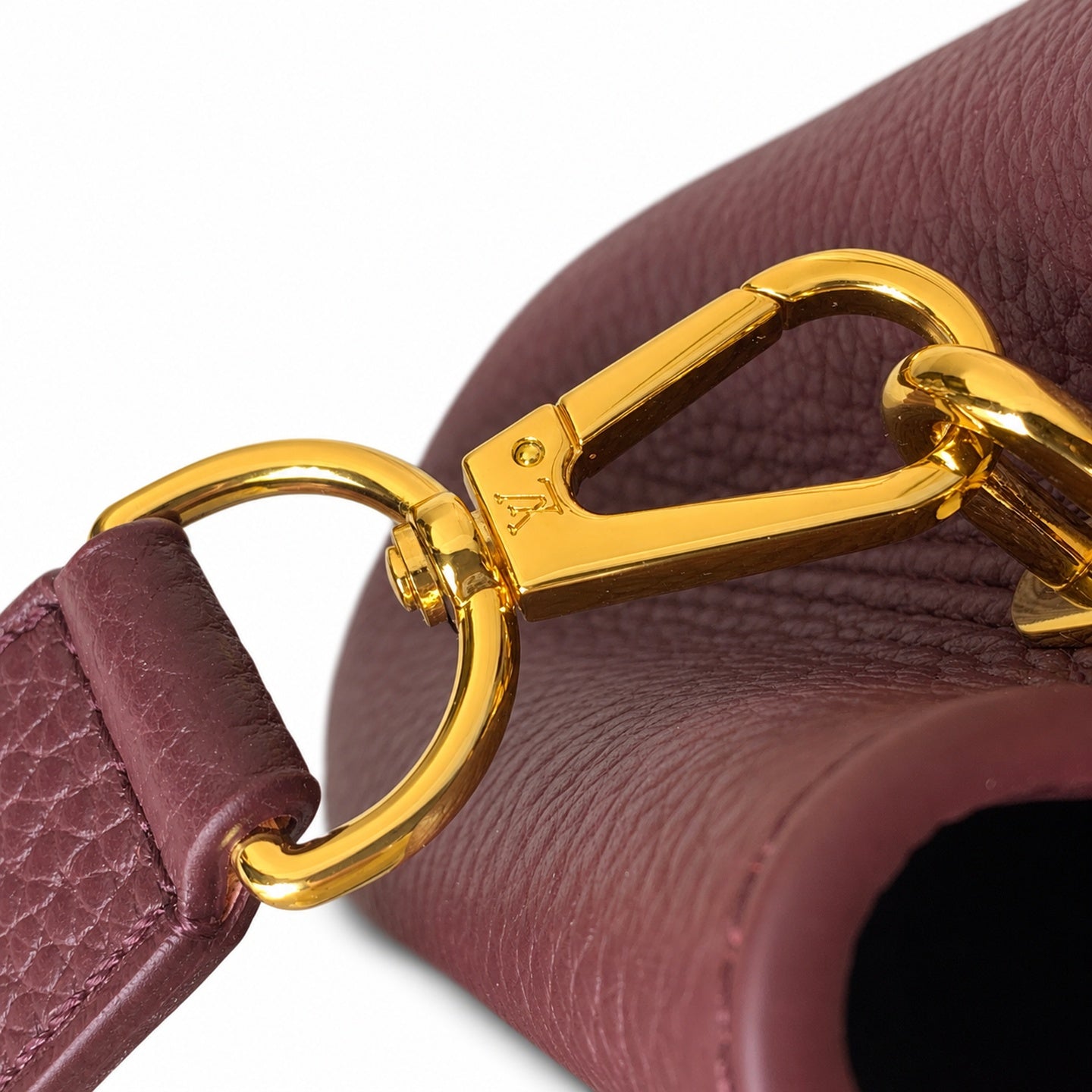 Louis Vuitton Capucines Mini Leather White Gold Burgundy Handbag