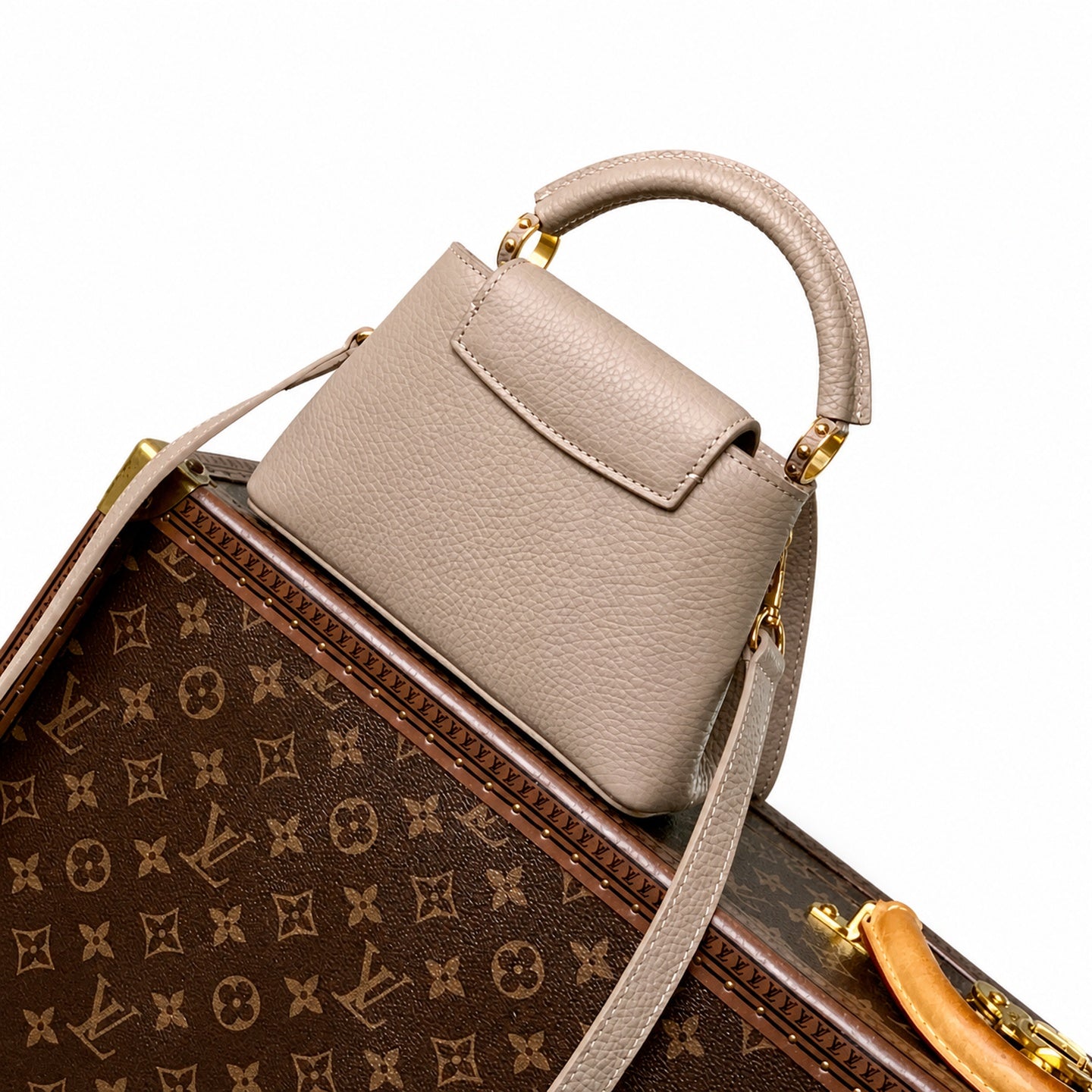 Louis Vuitton Capucines Mini Leather Gray Handbag