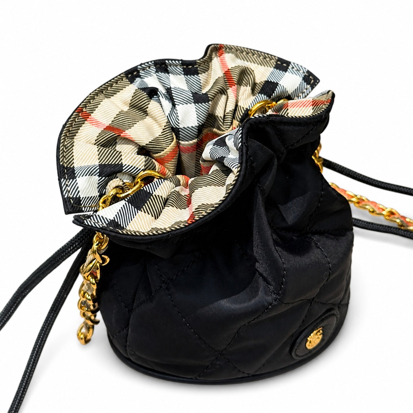 Burberry Horseshoe Quilted Leather Check Bag