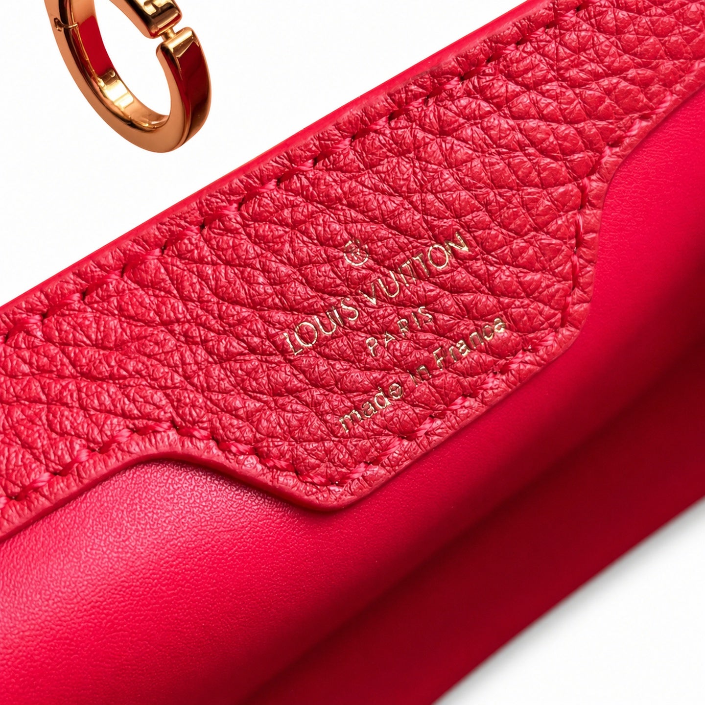 Louis Vuitton Capucines Medium Snakeskin Leather Red Gold Handbag