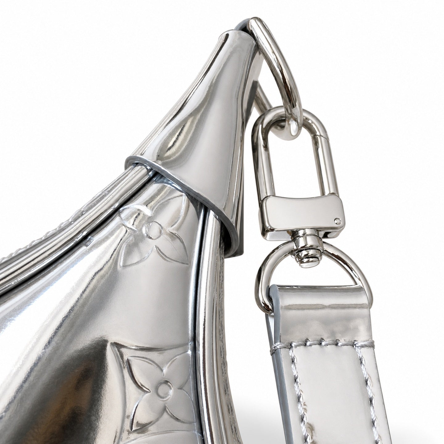 Louis Vuitton Loop Small Canvas Patent Leather Silver Handbag