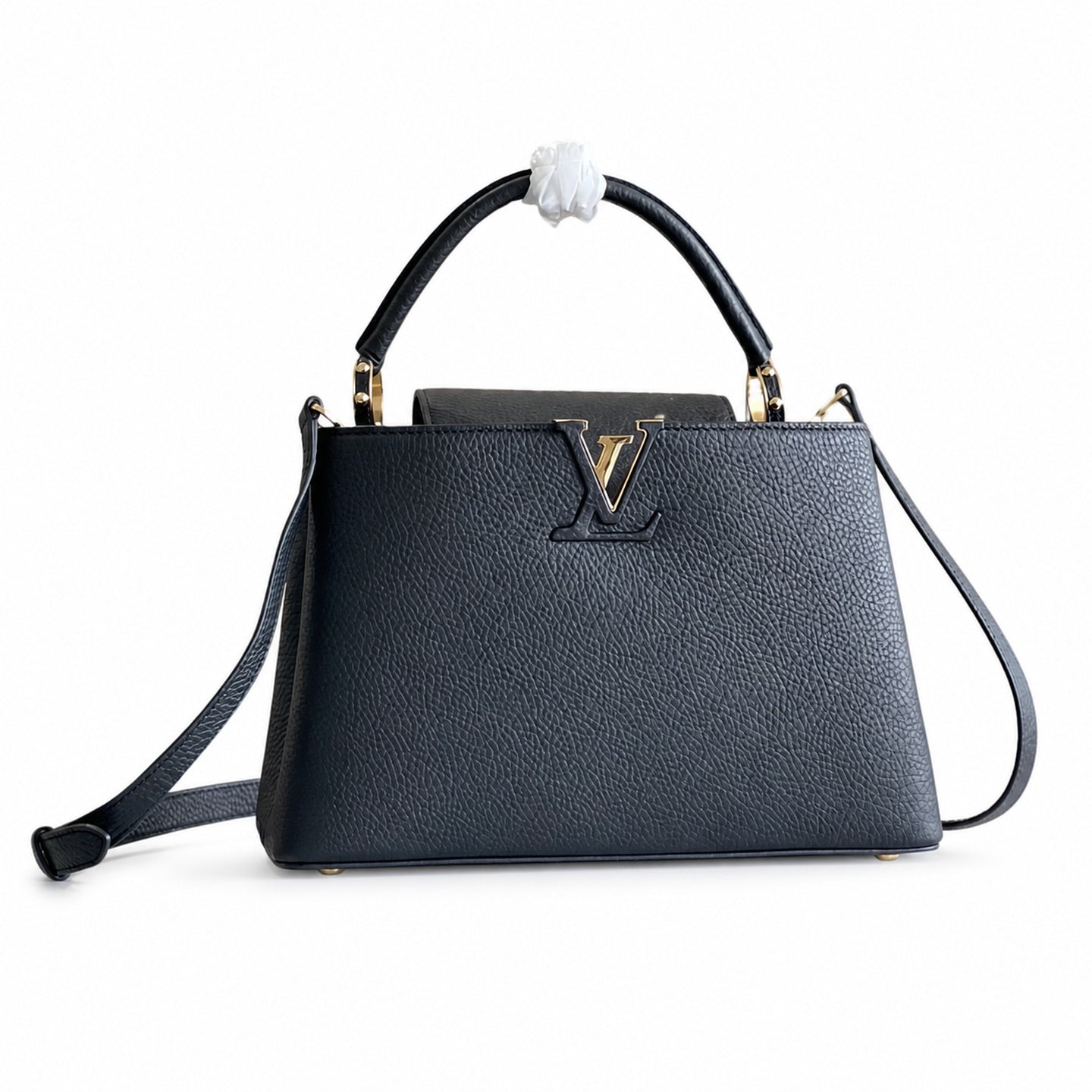 Louis Vuitton Capucines Medium Snakeskin Leather Black Gold Handbag