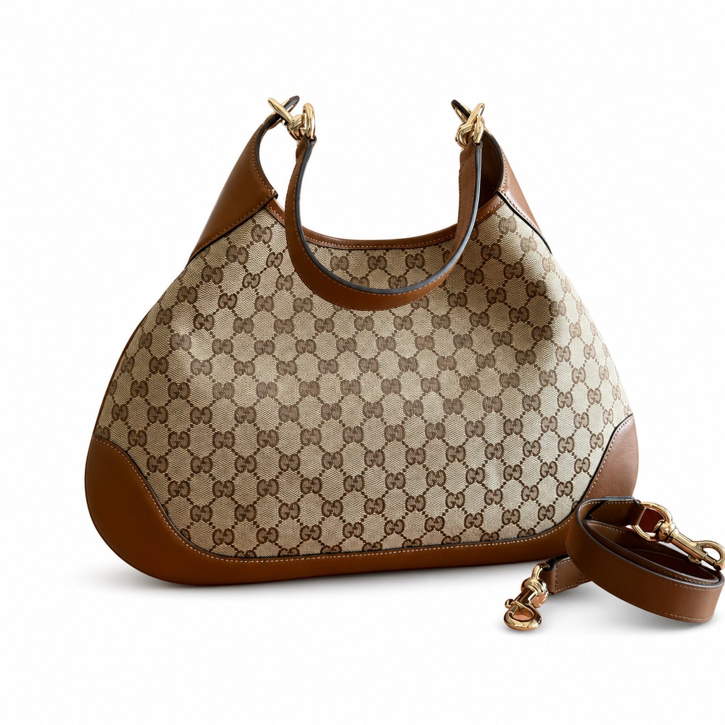 Gucci Suede Leather Brown Gold Bag