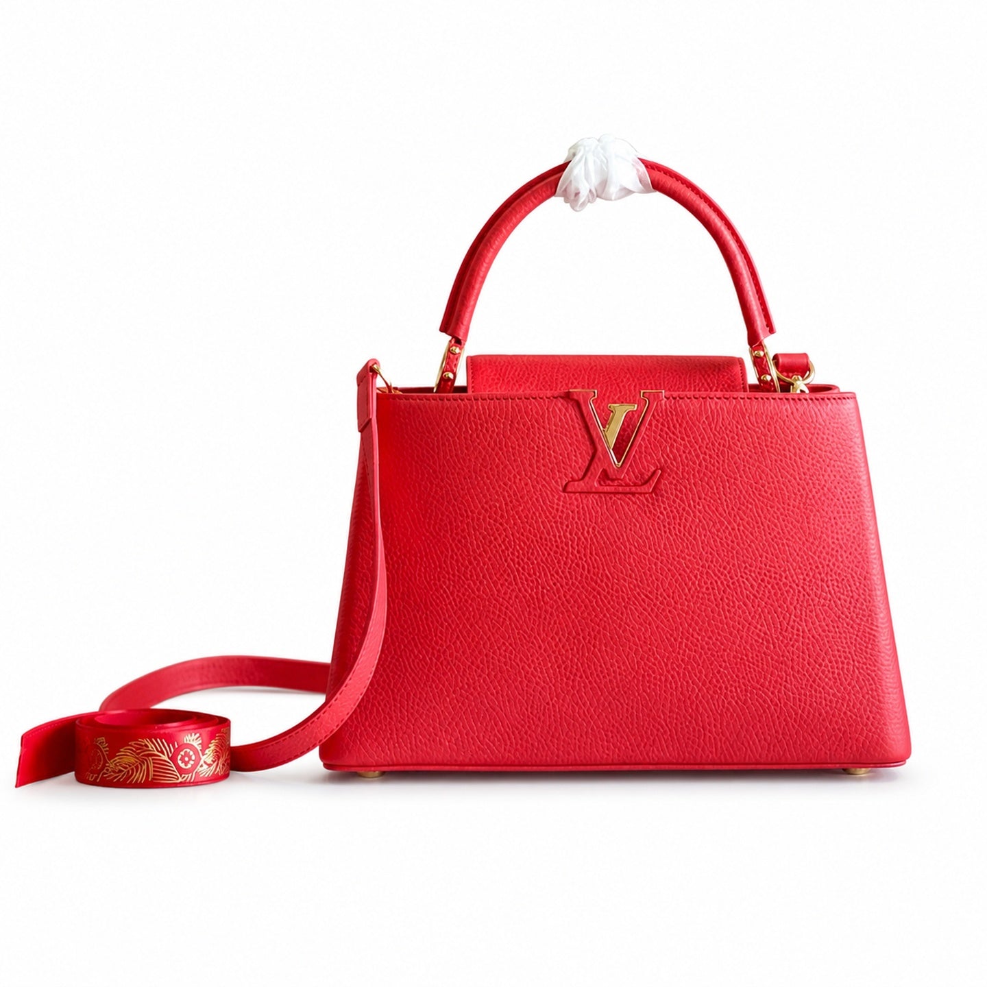Louis Vuitton Capucines Medium Snakeskin Leather Red Gold Handbag