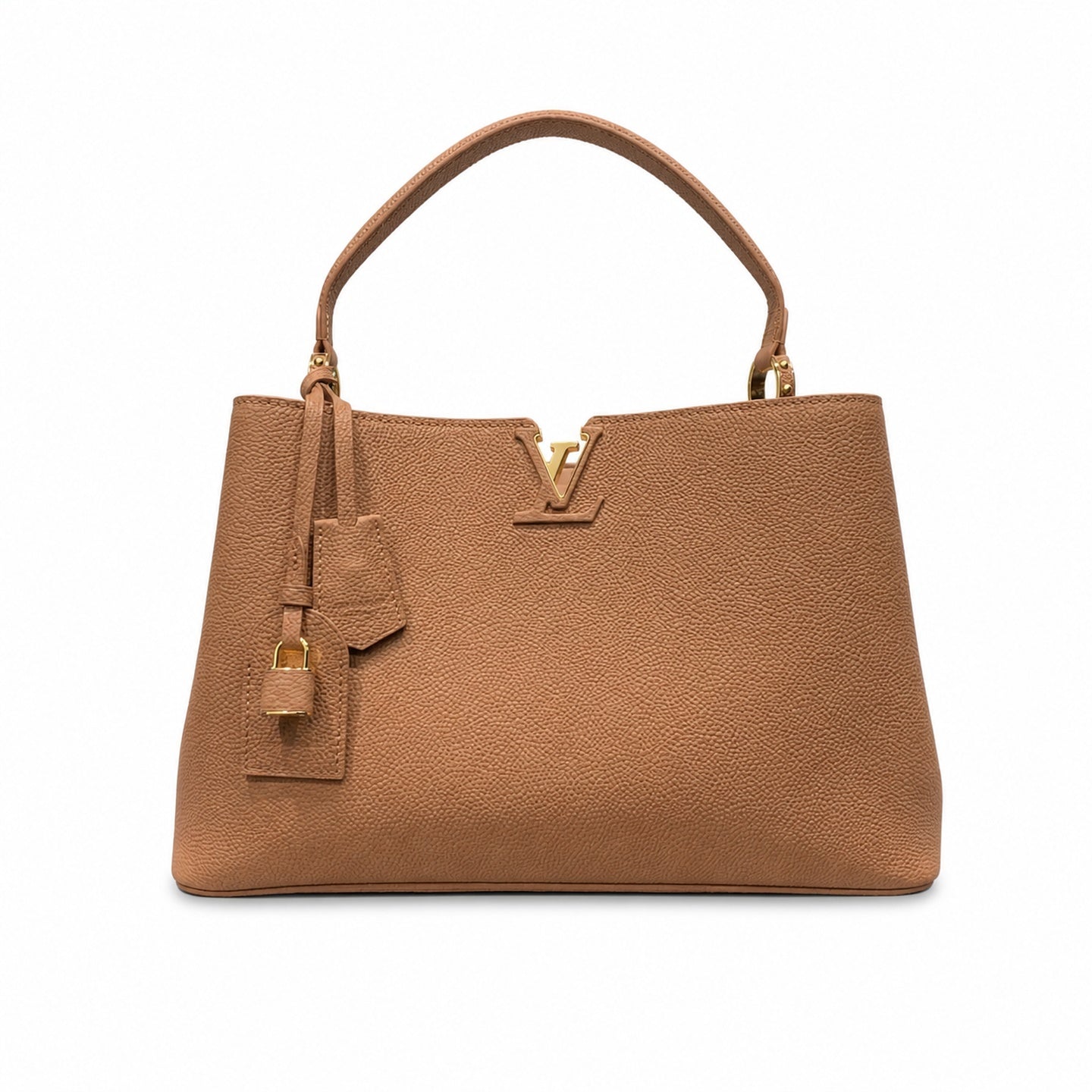 Louis Vuitton Capucines Leather Brown Gold Handbag