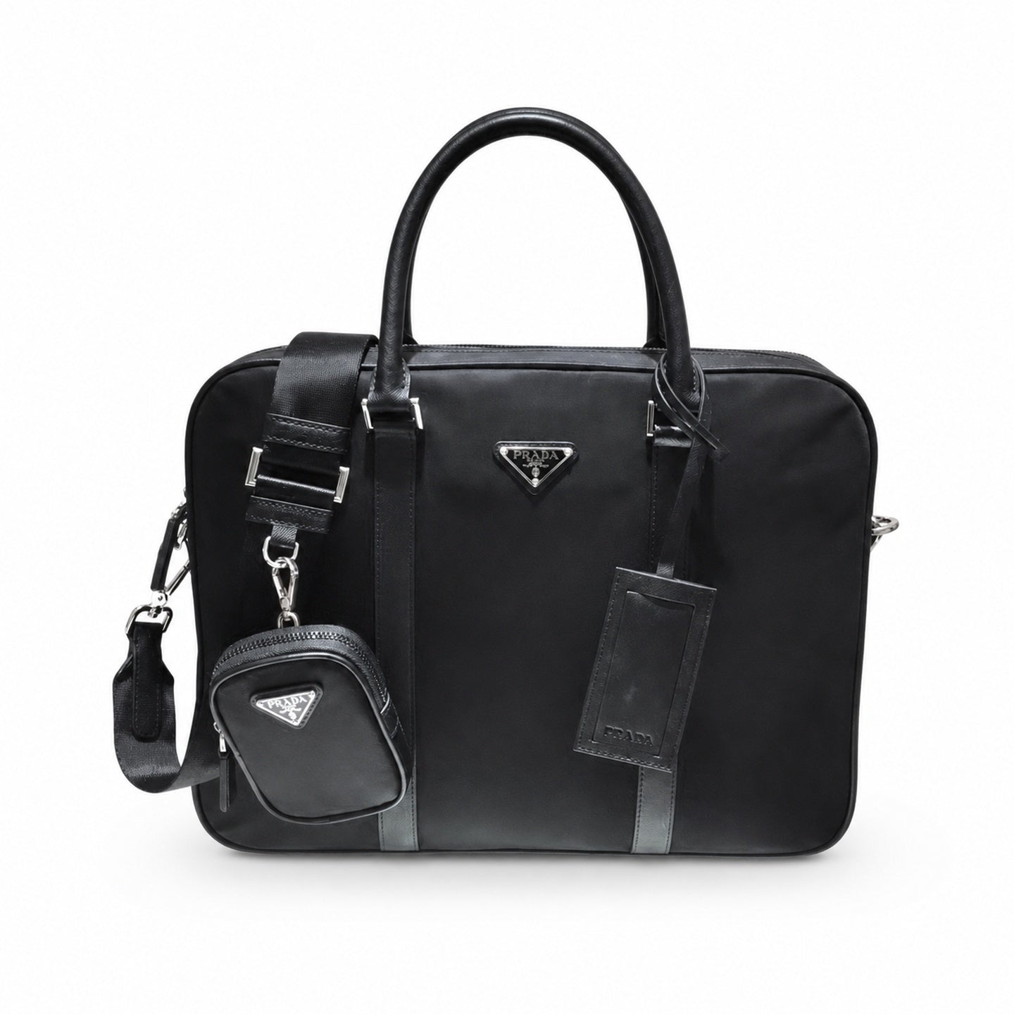 Prada Saffiano Small Nylon Leather Briefcase