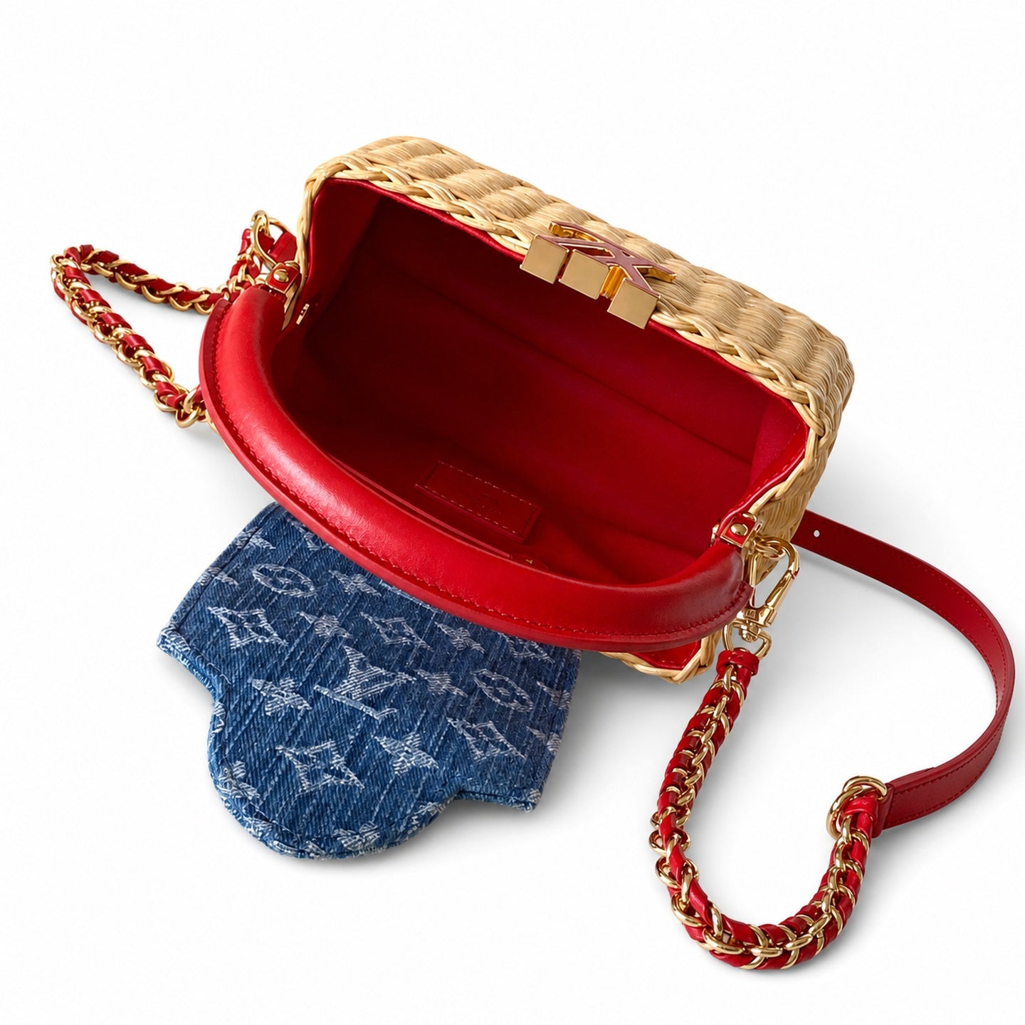 Louis Vuitton Capucines Takashi Murakami Mini Denim Leather Handbag