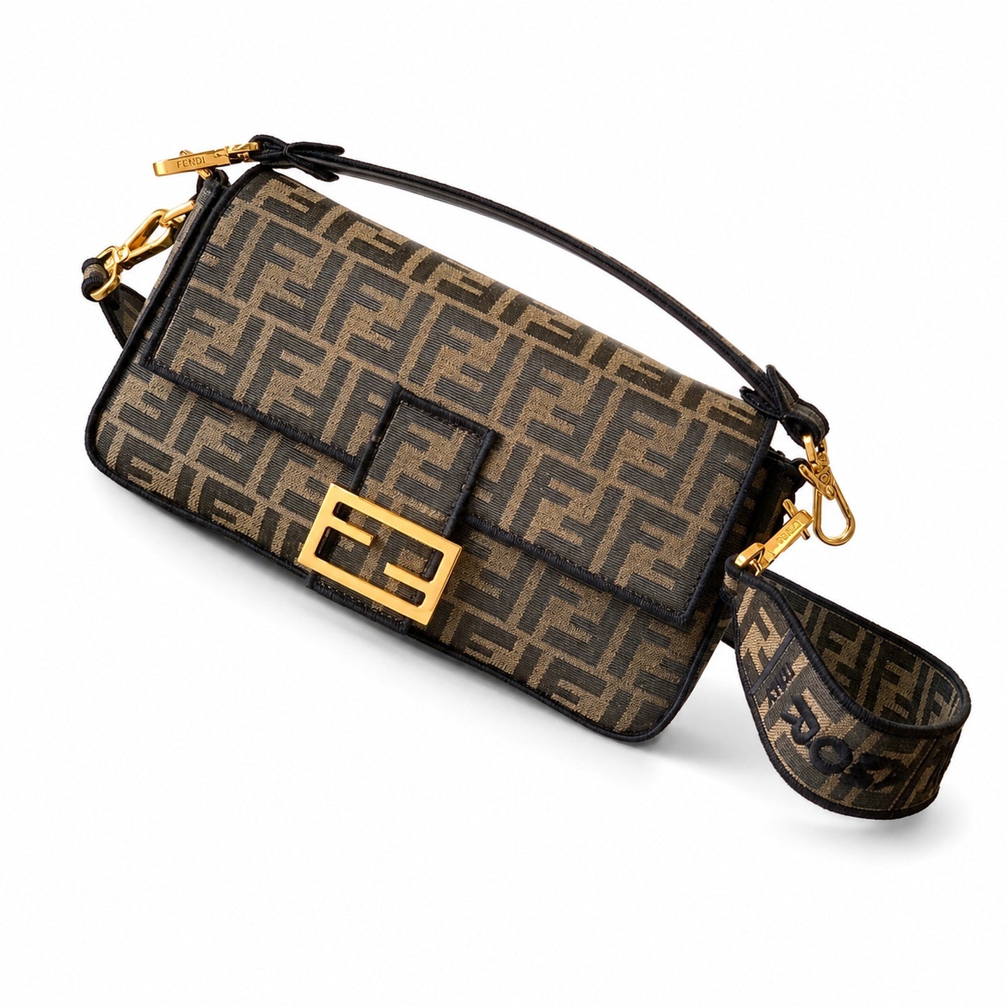 Fendi Baguette Embroidered Black Handbag