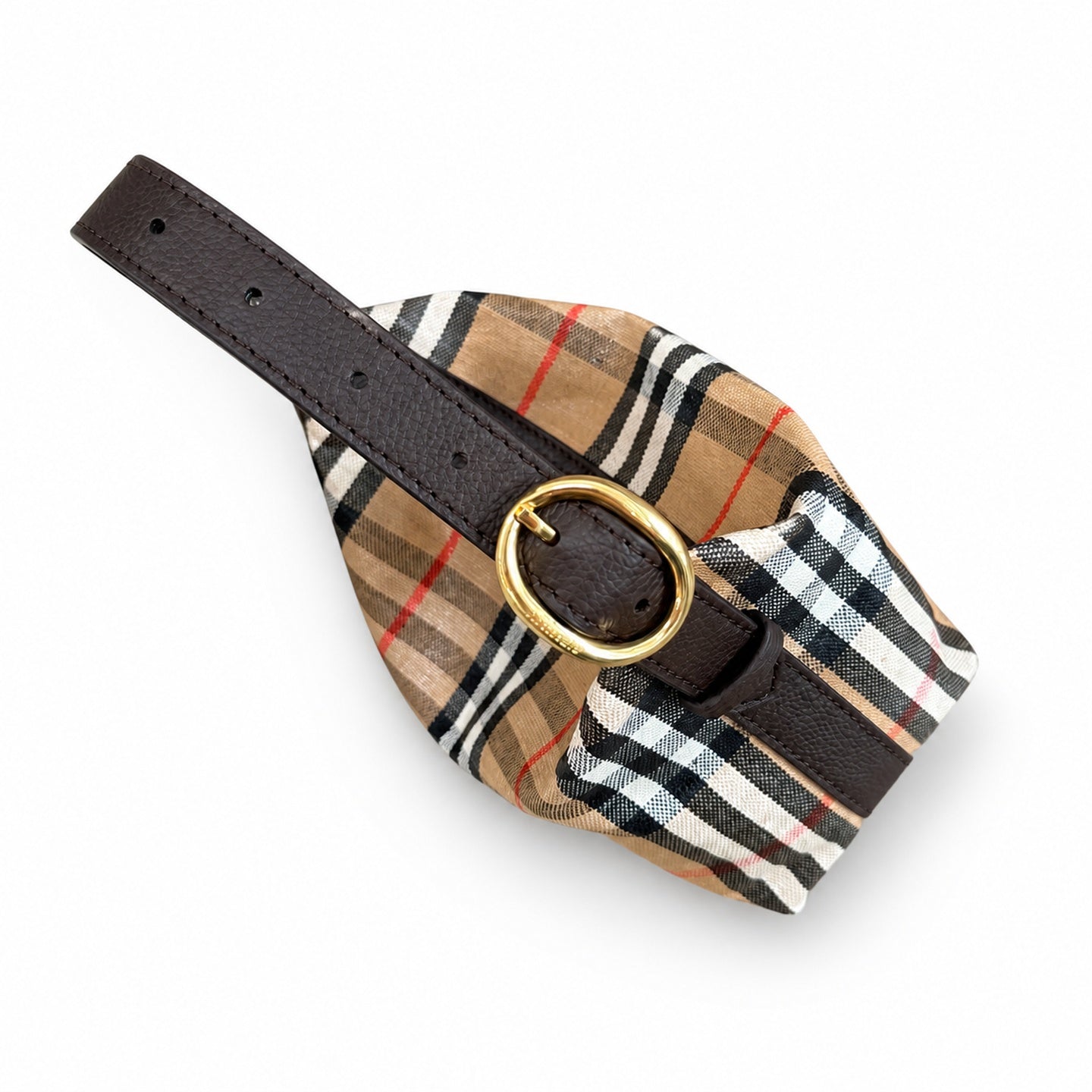 Burberry Highlands Mini Cotton Leather Check Bag