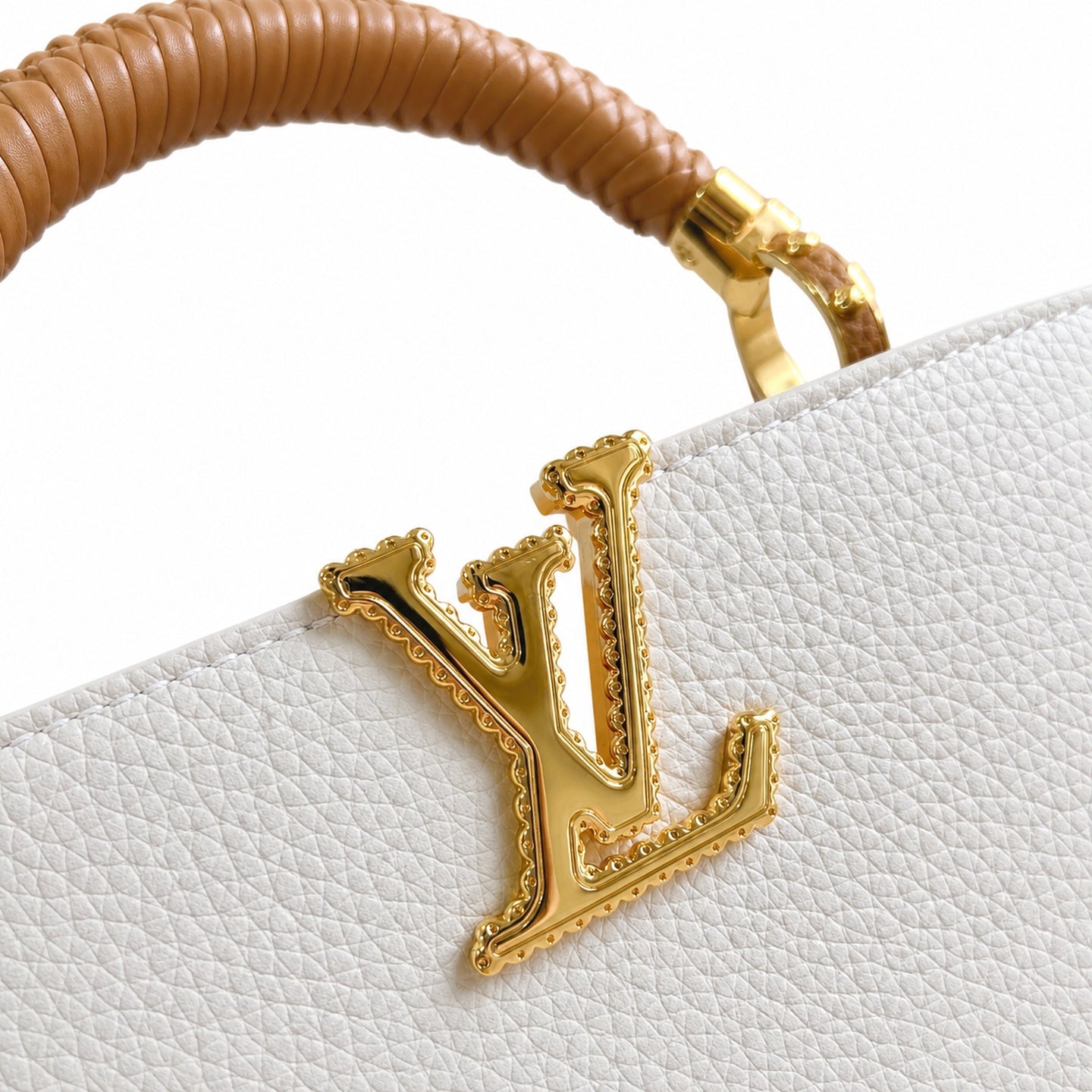Louis Vuitton Capucines Small Leather White Brown Handbag