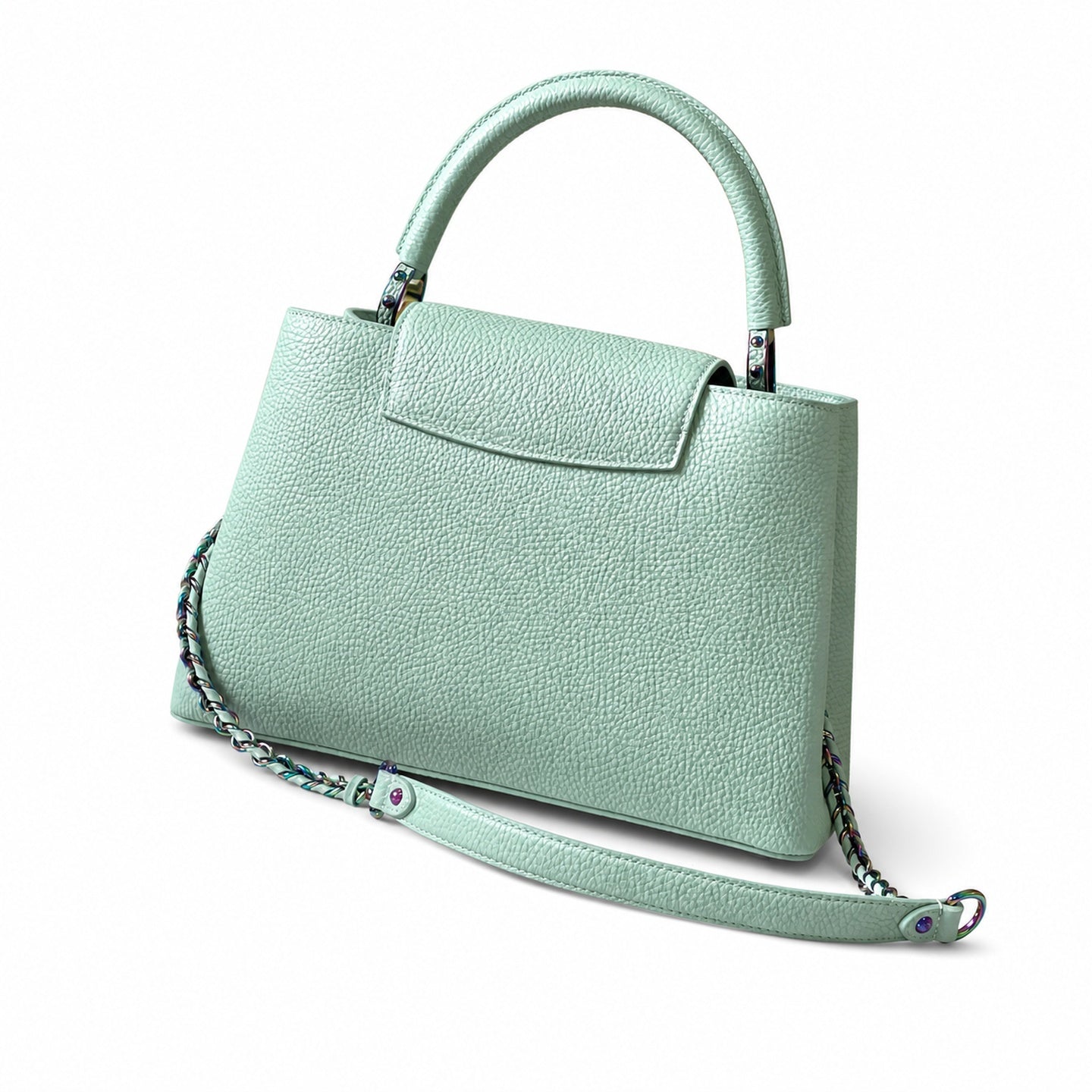 Louis Vuitton Capucines Mini Leather Green Gold Handbag