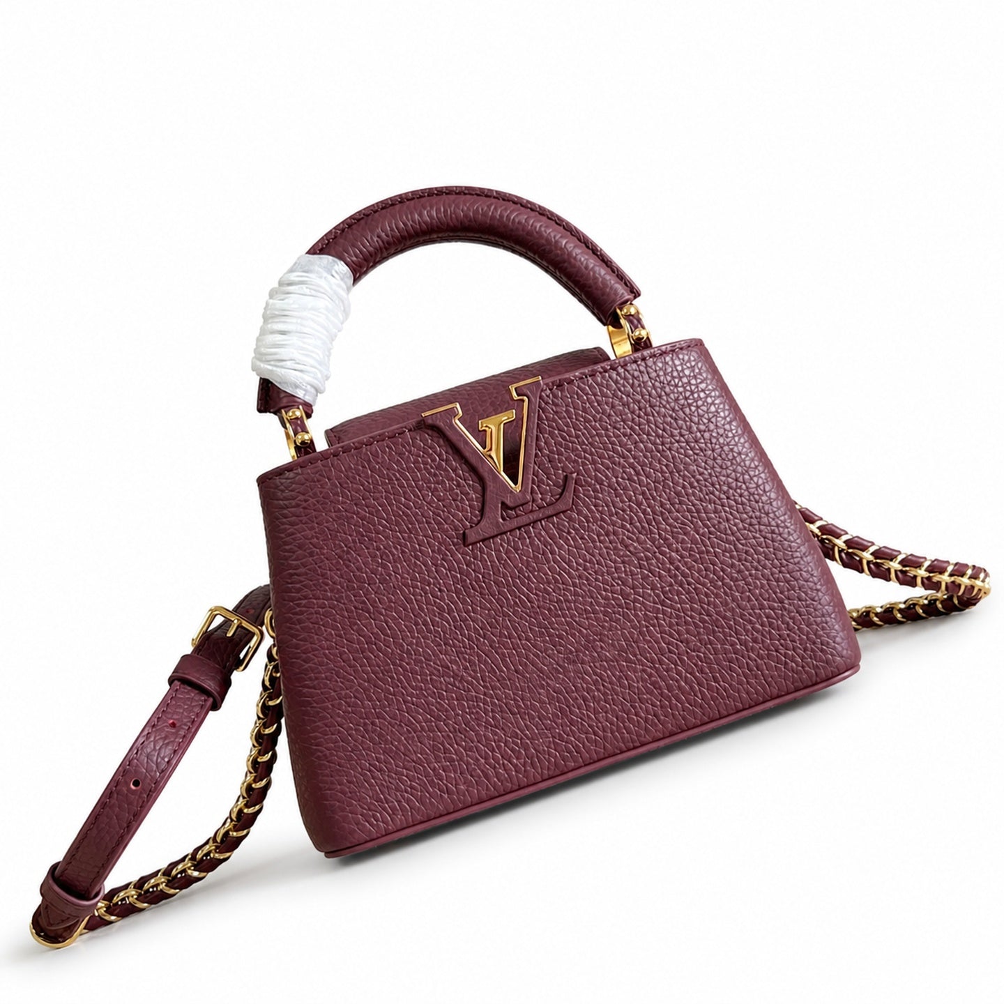 Louis Vuitton Capucines Mini Leather Burgundy Handbag