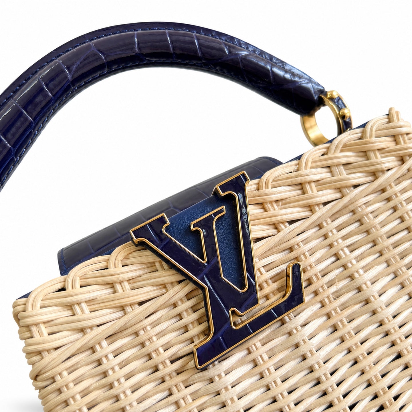 Louis Vuitton Capucines Mini Leather Blue Handbag