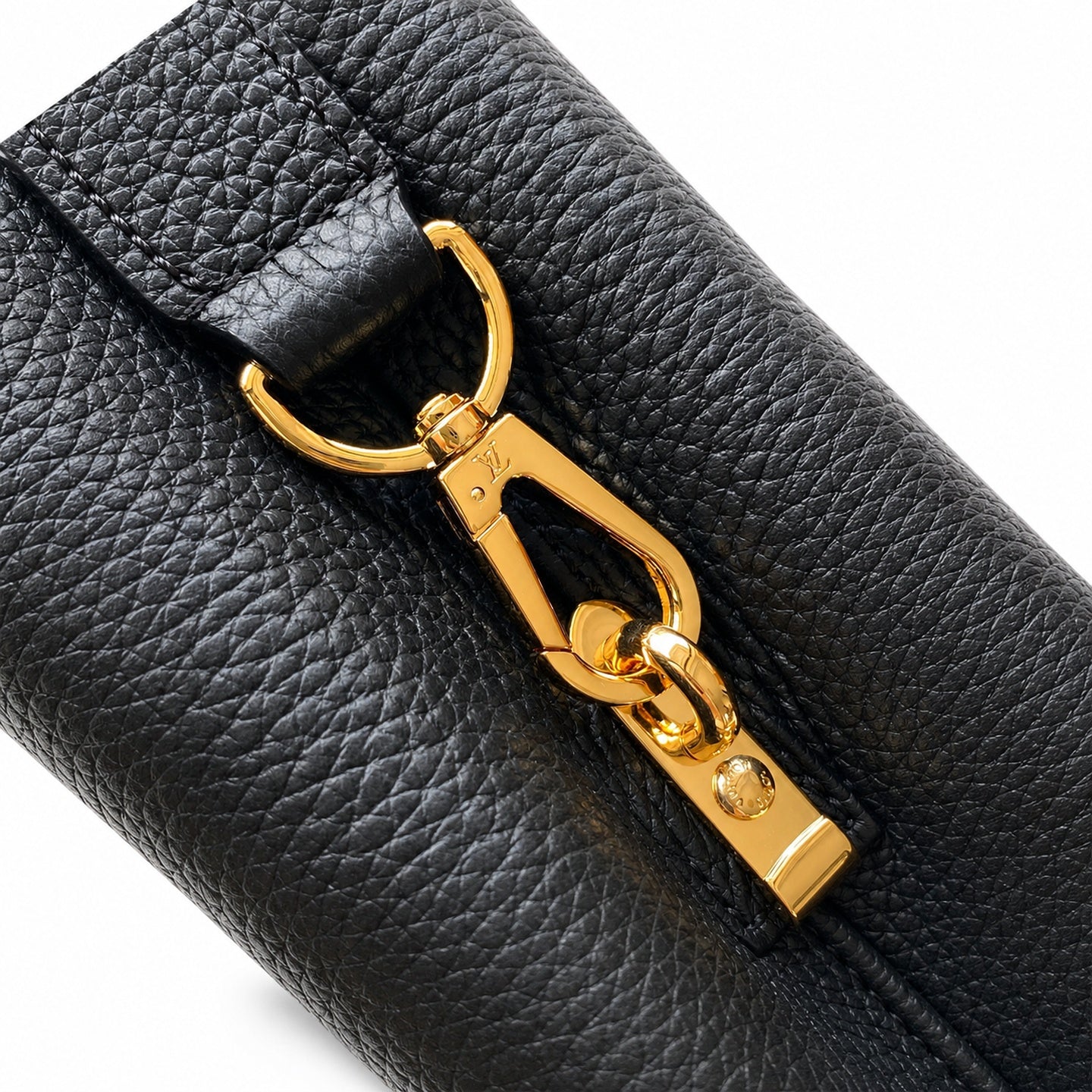 Louis Vuitton Capucines Mini Leather Black Yellow Gold Handbag