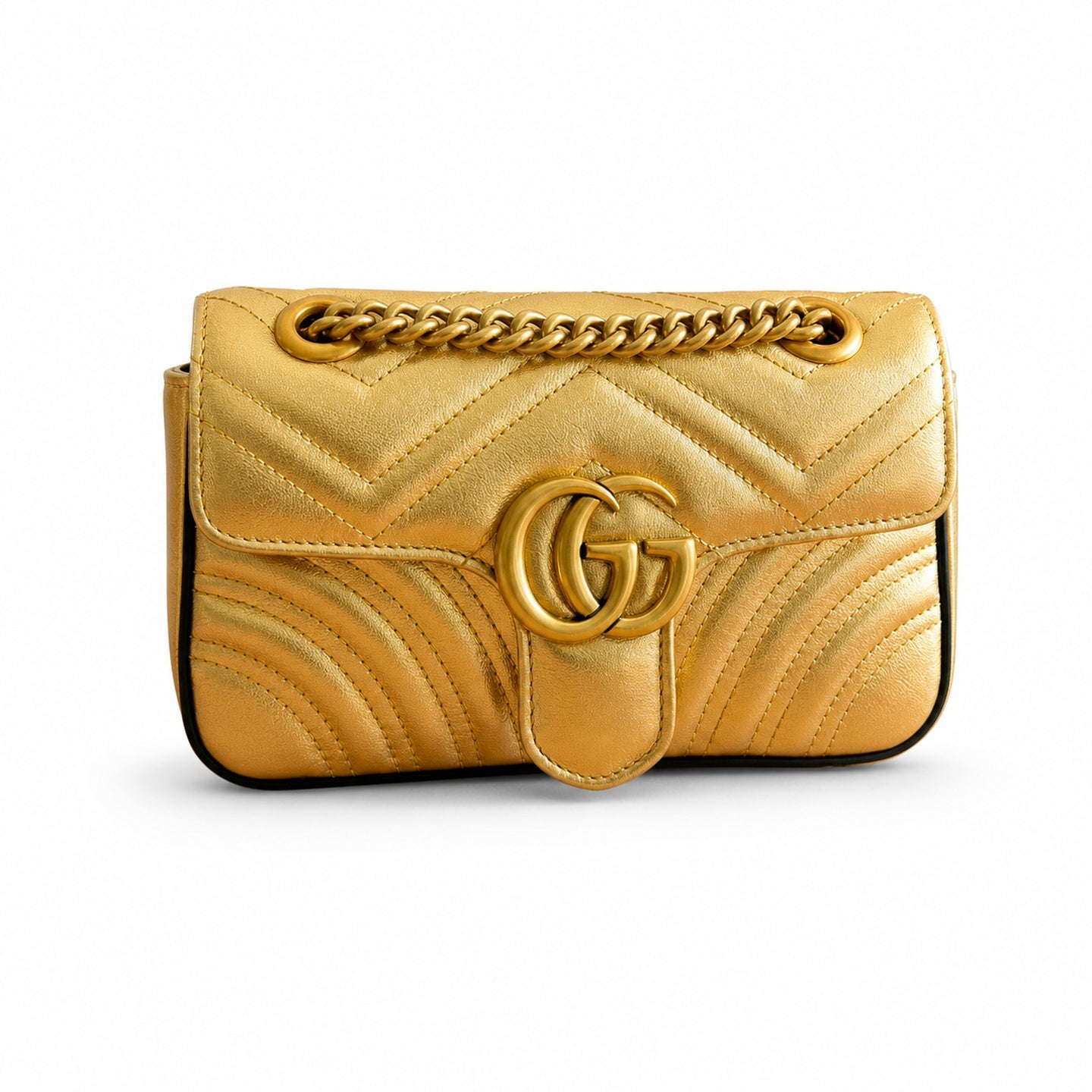 Gucci GG Marmont Leather Gold Handbag