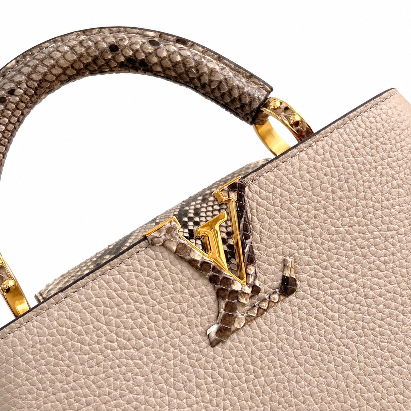 Louis Vuitton Capucines Small Snakeskin Leather Gray Handbag