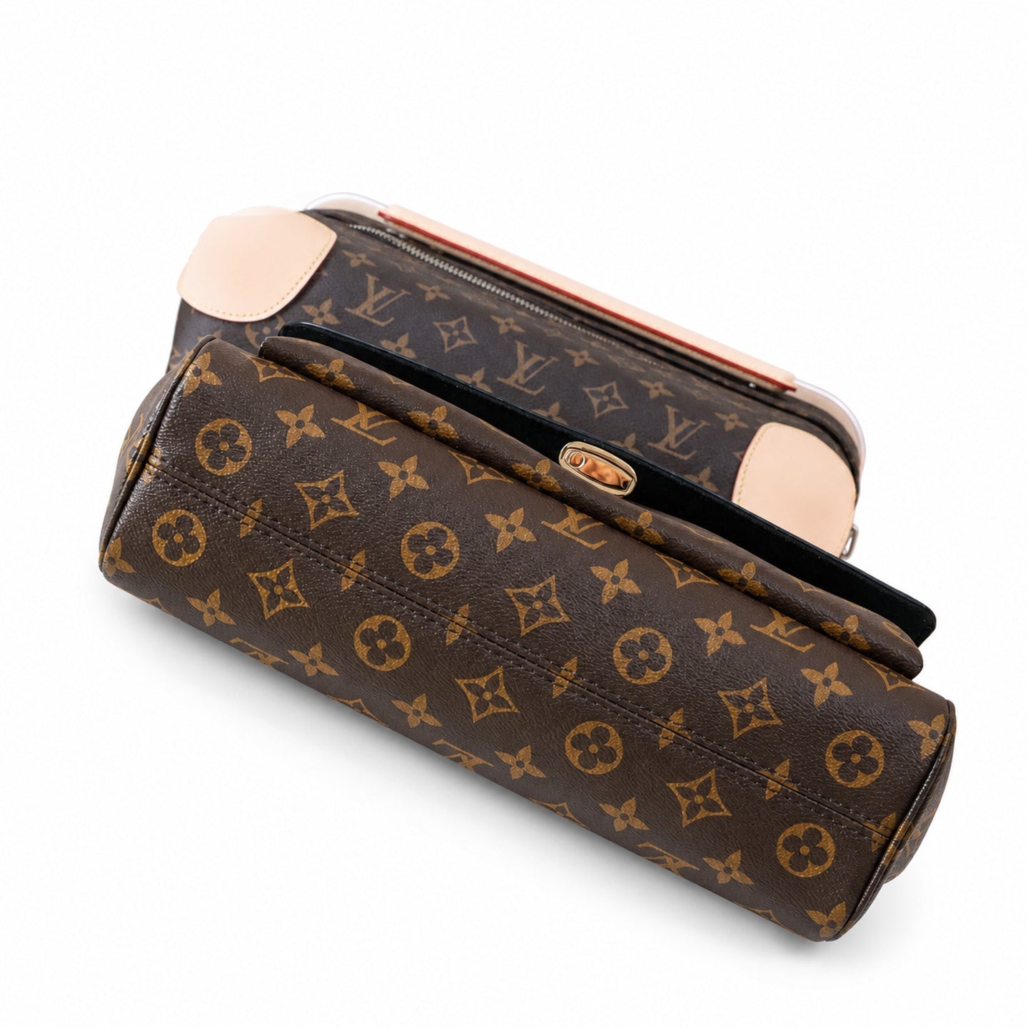 Louis Vuitton Canvas Leather Black Gold Handbag