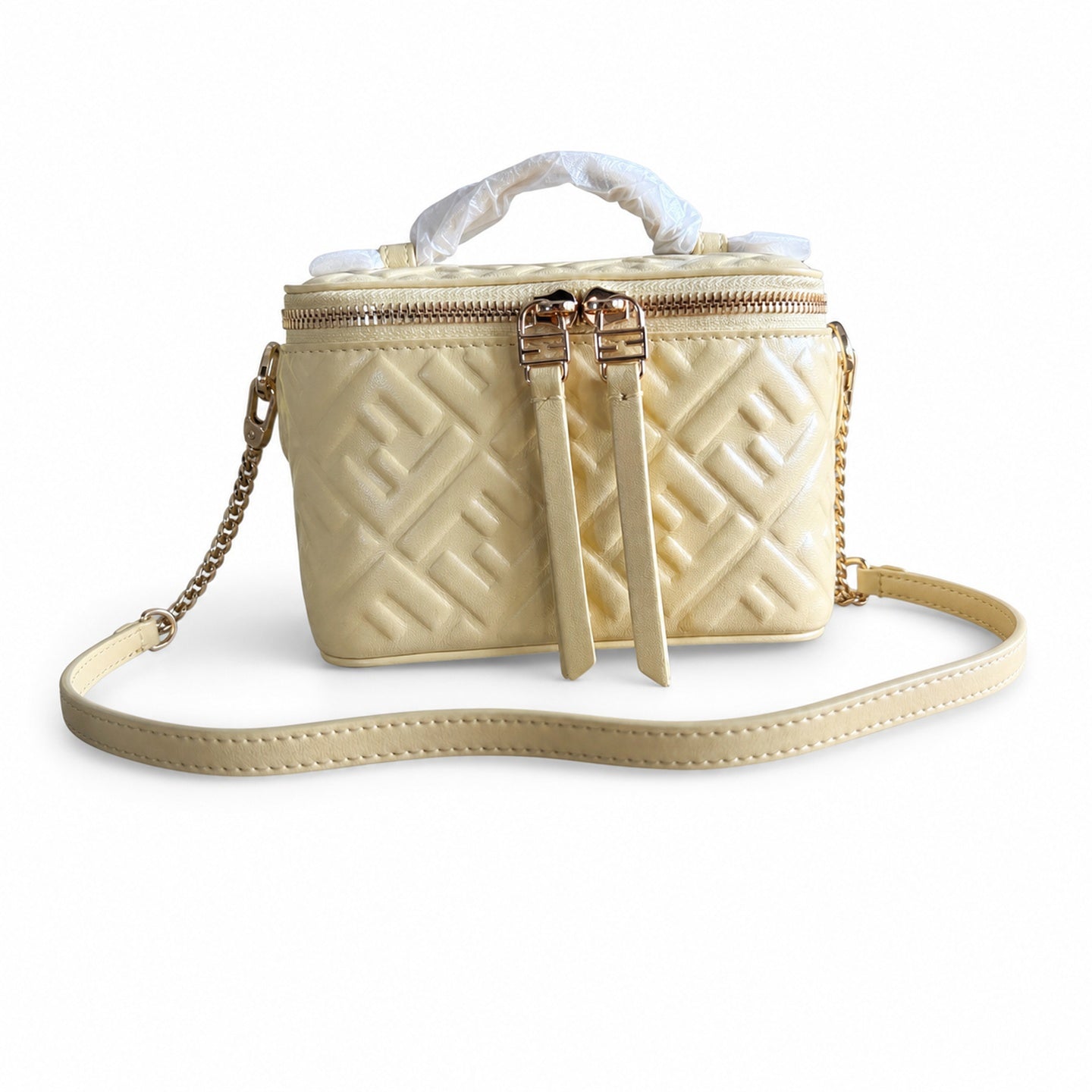 Fendi Mini Leather Yellow Vanity Bag