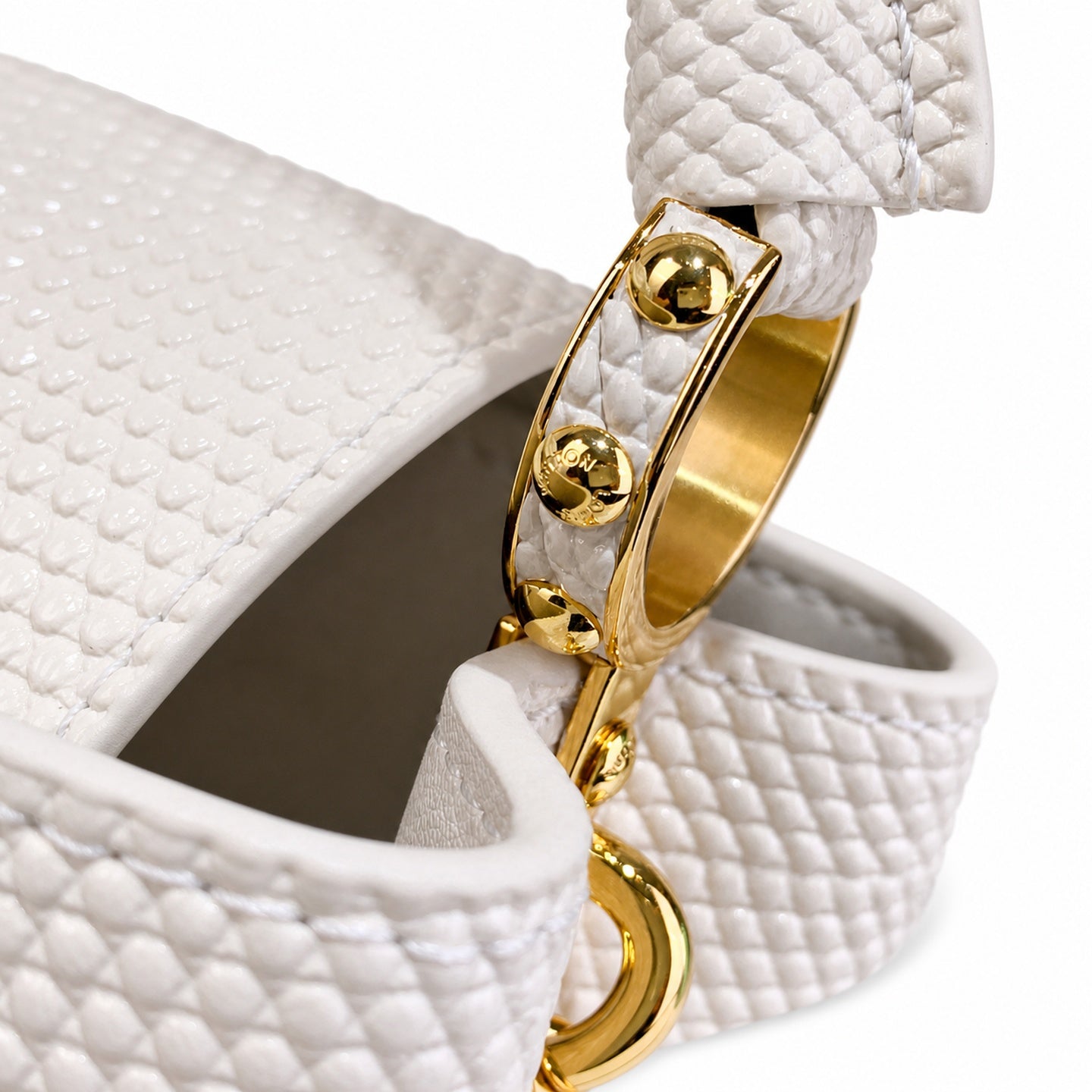 Louis Vuitton Capucines Mini Jacquard Leather White Handbag