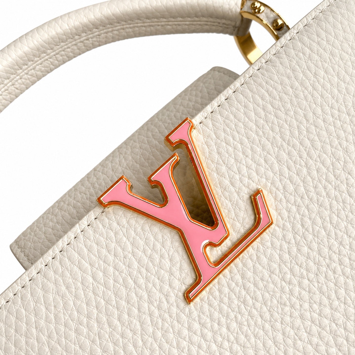 Louis Vuitton Capucines Small Leather White Gold Handbag