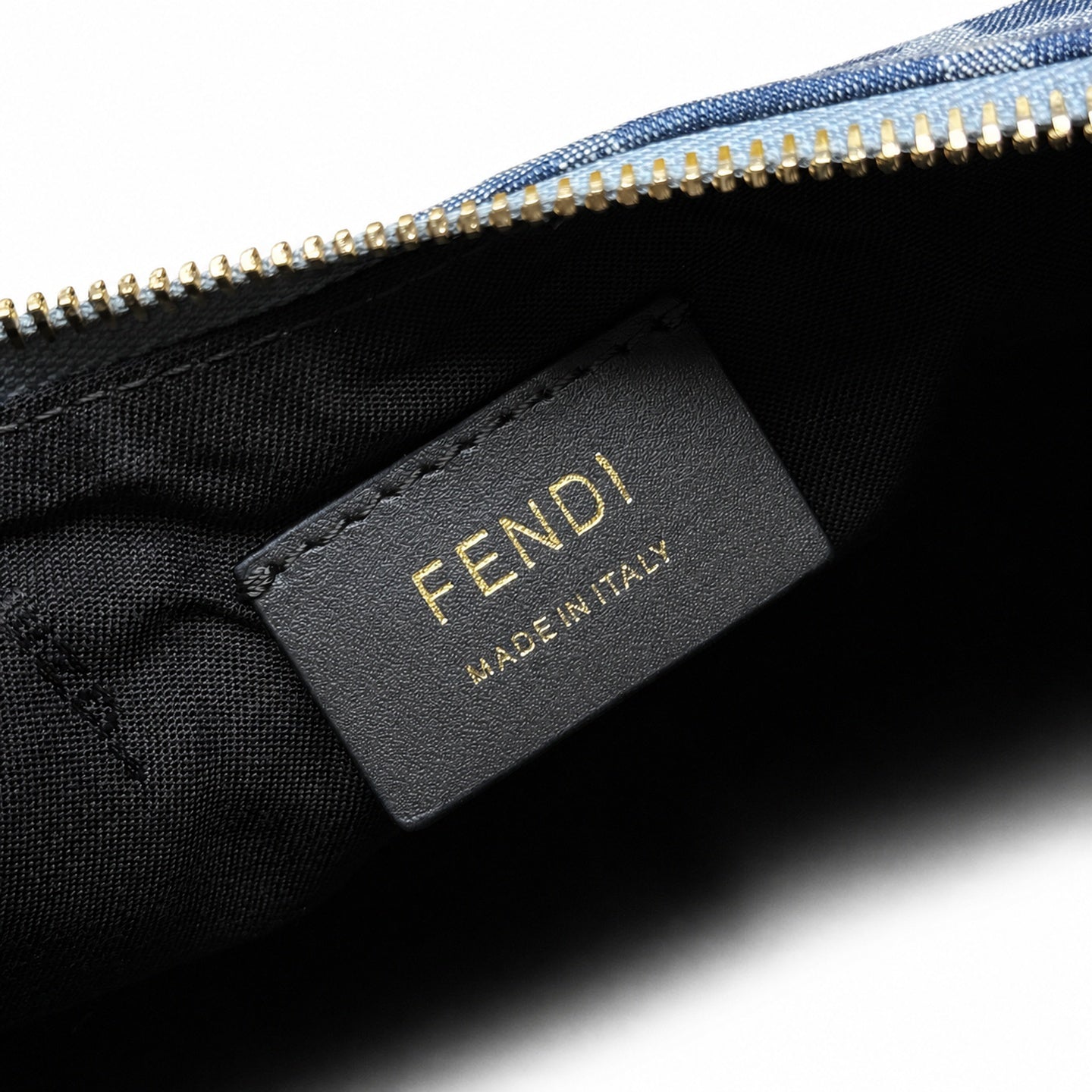 Fendi Mini Denim Leather Beige Blue Hobo Bag