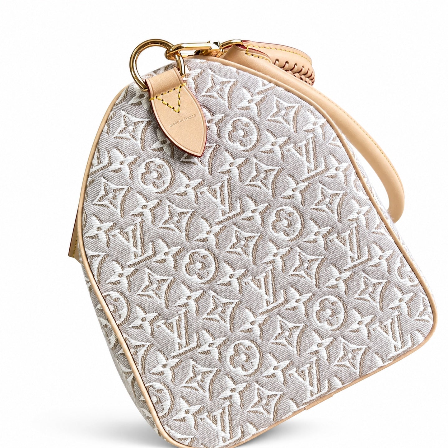 Louis Vuitton Speedy Embroidered Canvas Jacquard Leather Handbag