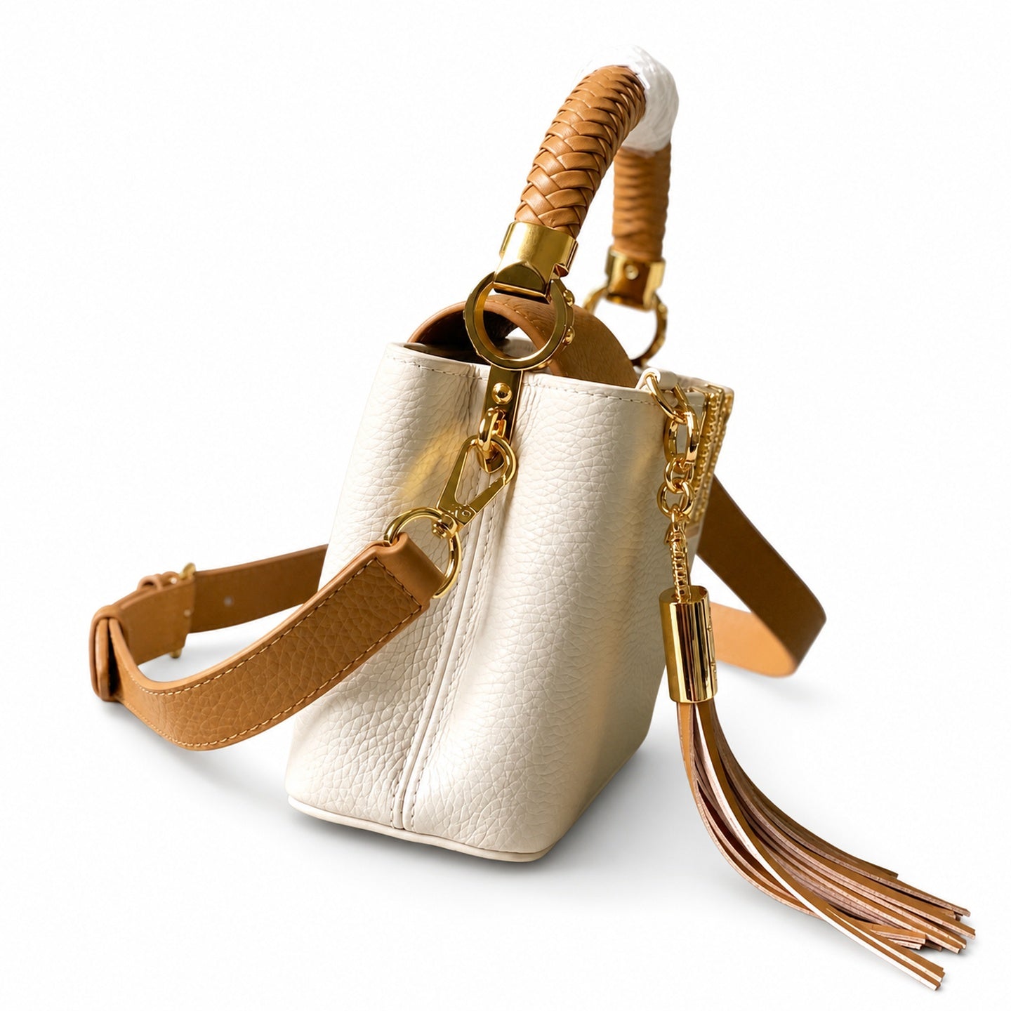 Louis Vuitton Capucines Leather White Brown Handbag