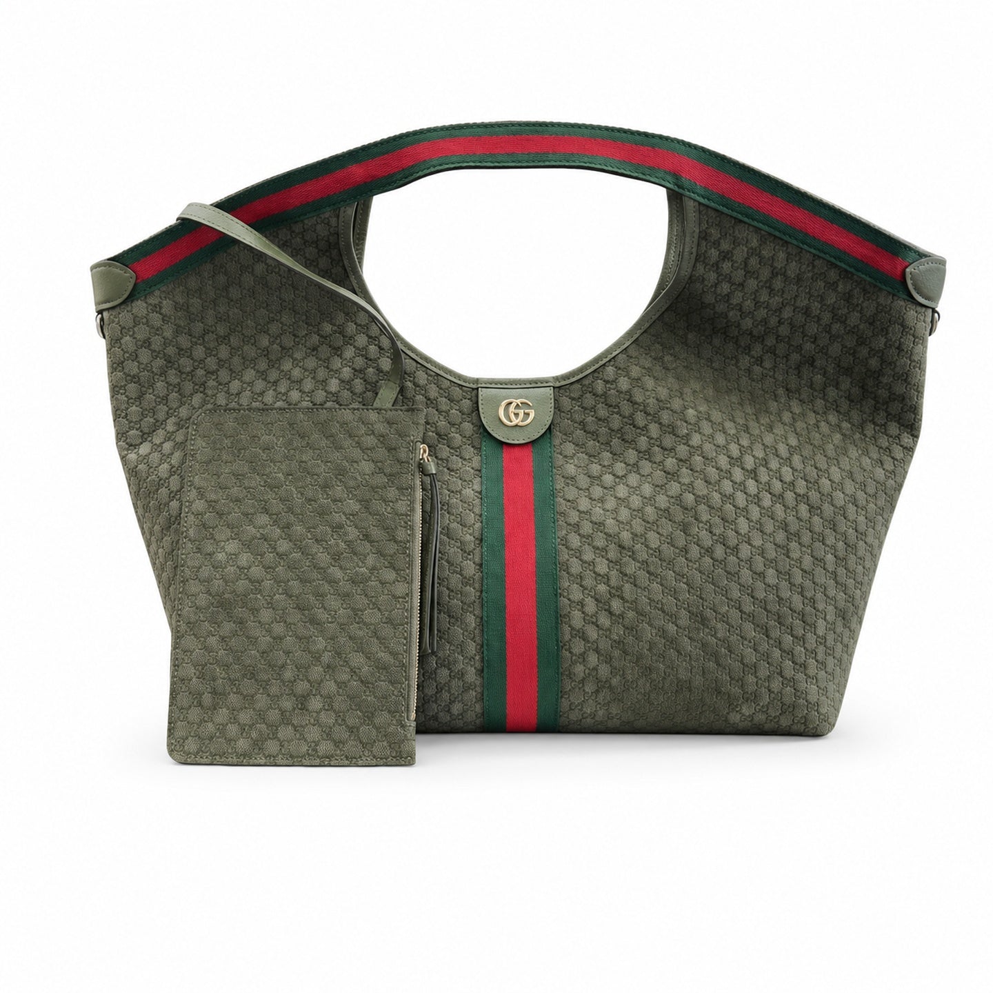 Gucci Giglio Large Leather Green Tote Bag
