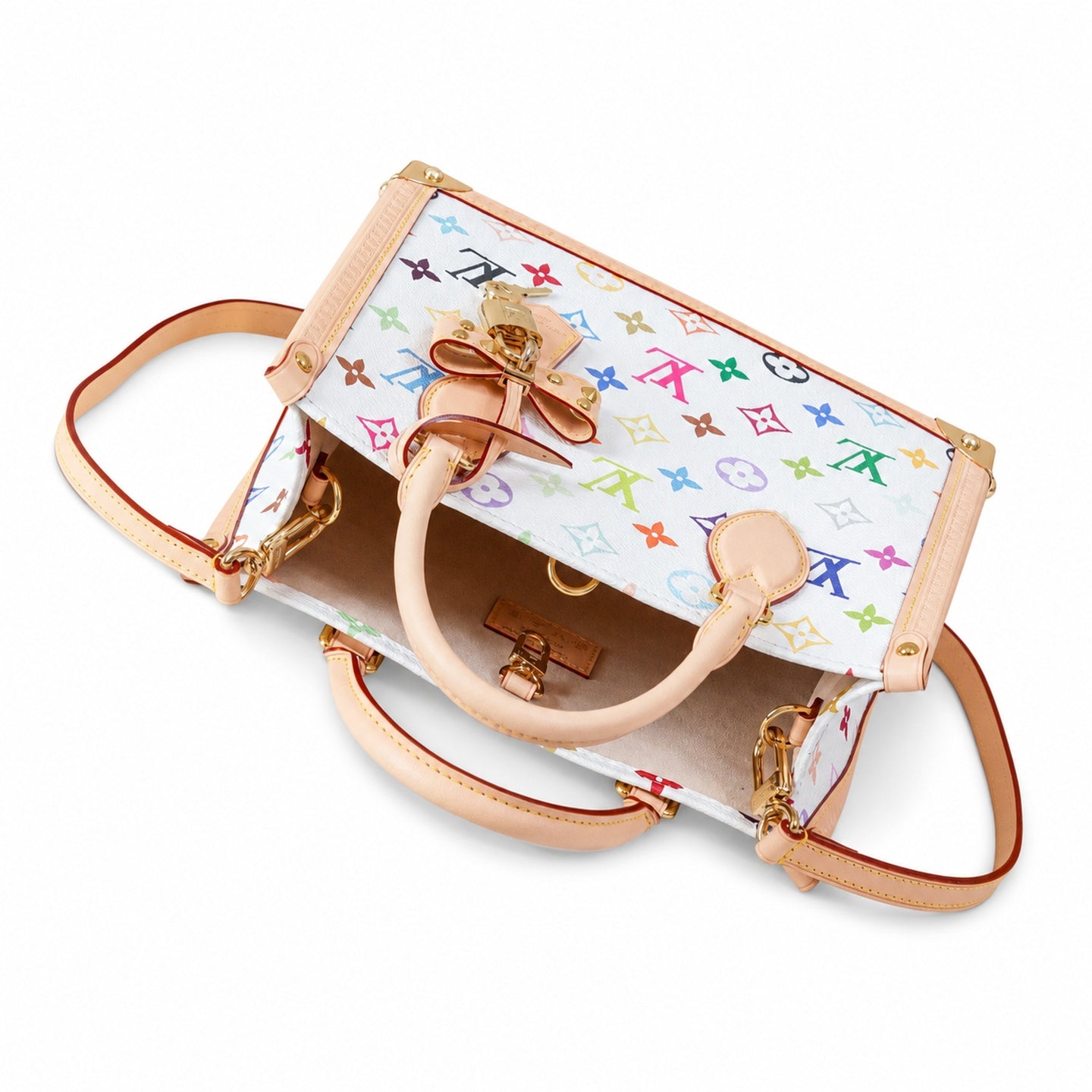 Louis Vuitton OnTheGo Small Canvas Leather White Handbag