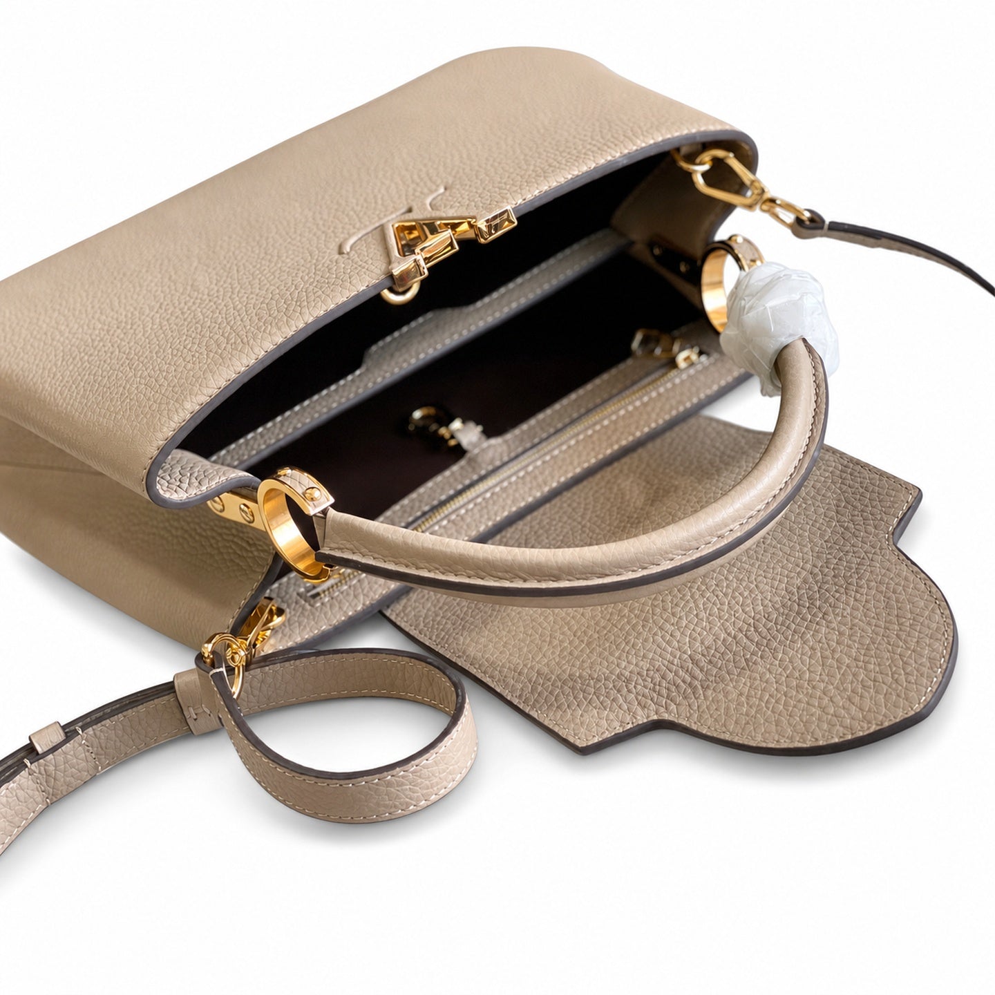 Louis Vuitton Capucines Medium Snakeskin Leather Gray Gold Handbag