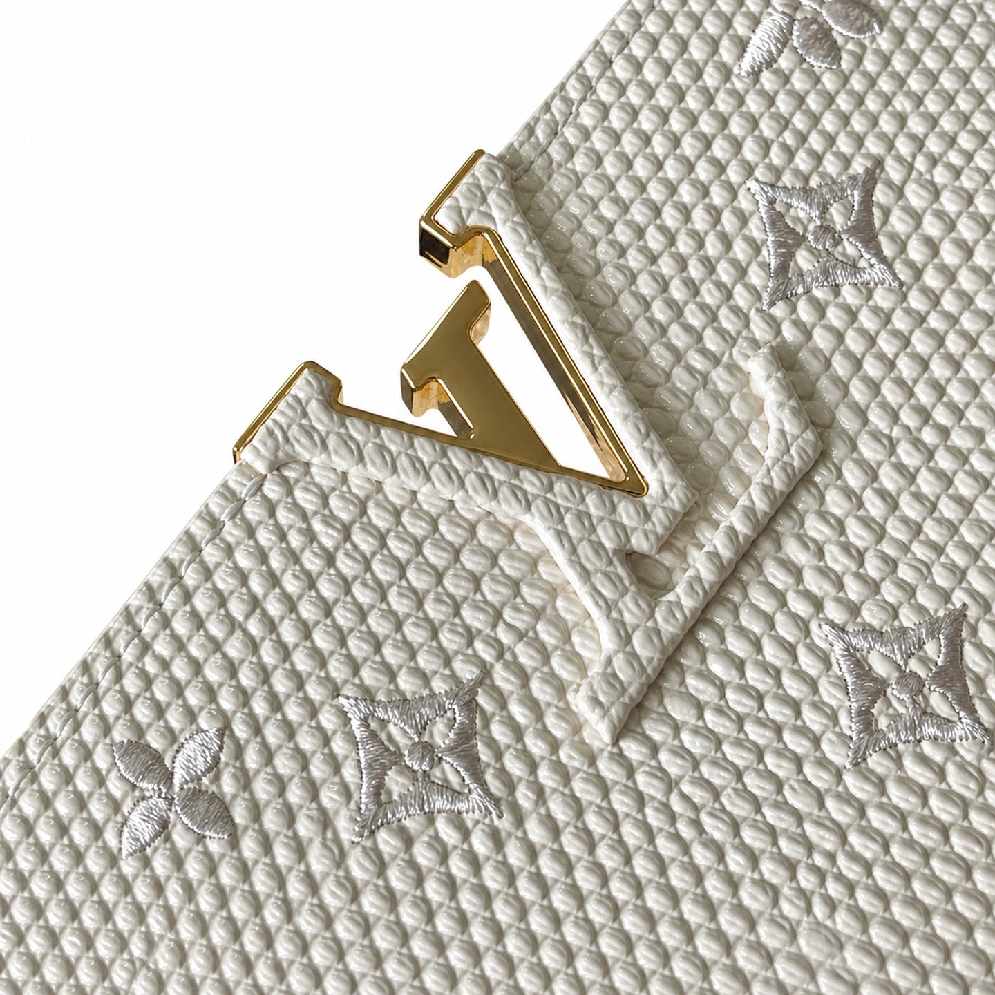 Louis Vuitton Capucines Embroidered Leather White Handbag