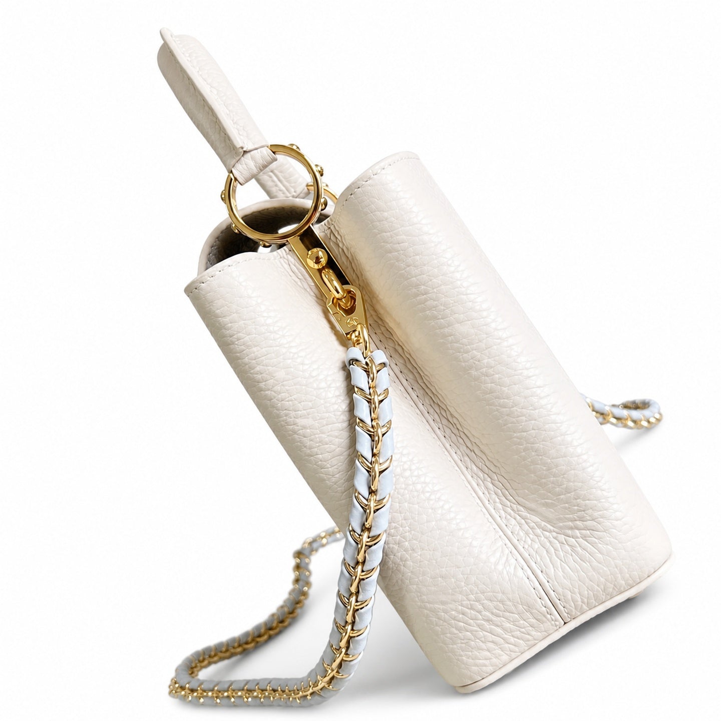 Louis Vuitton Capucines Small Leather White Blue Handbag