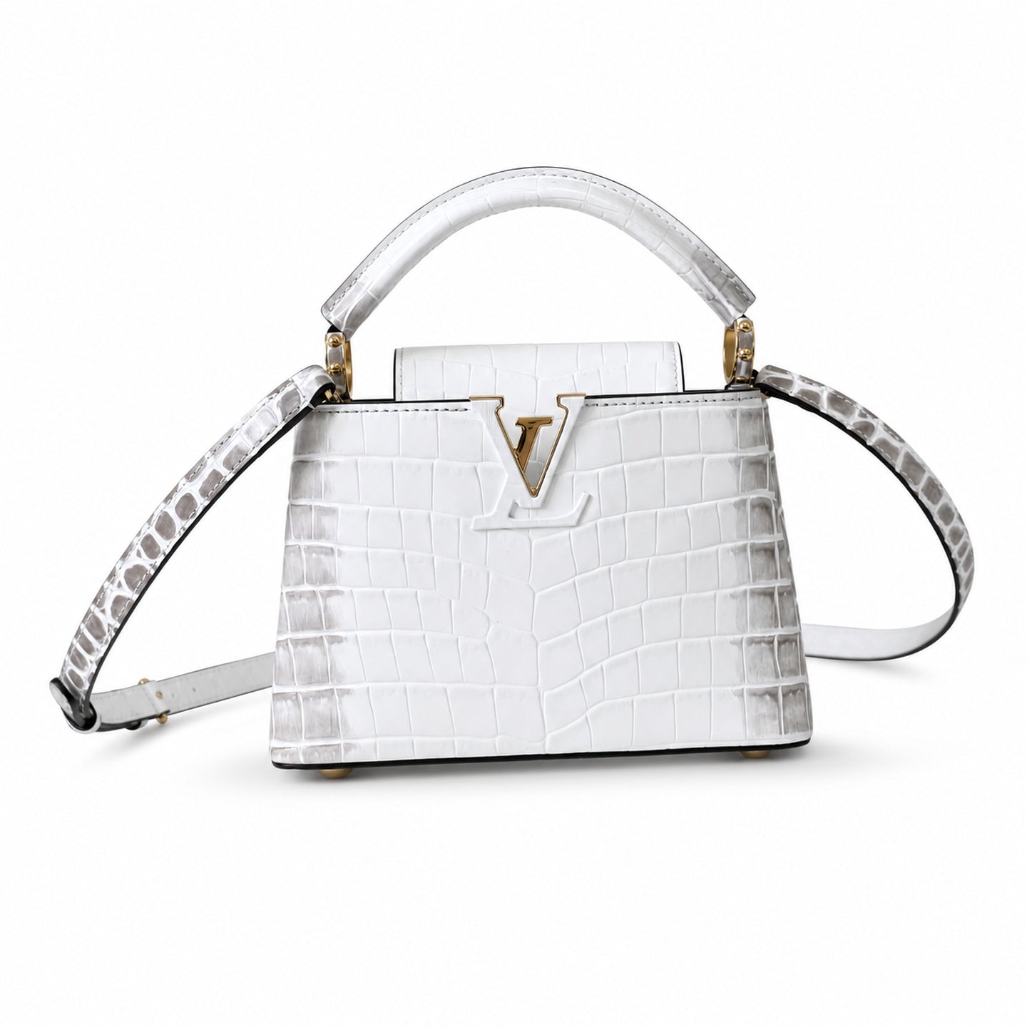 Louis Vuitton Capucines Mini Leather White Gold Handbag