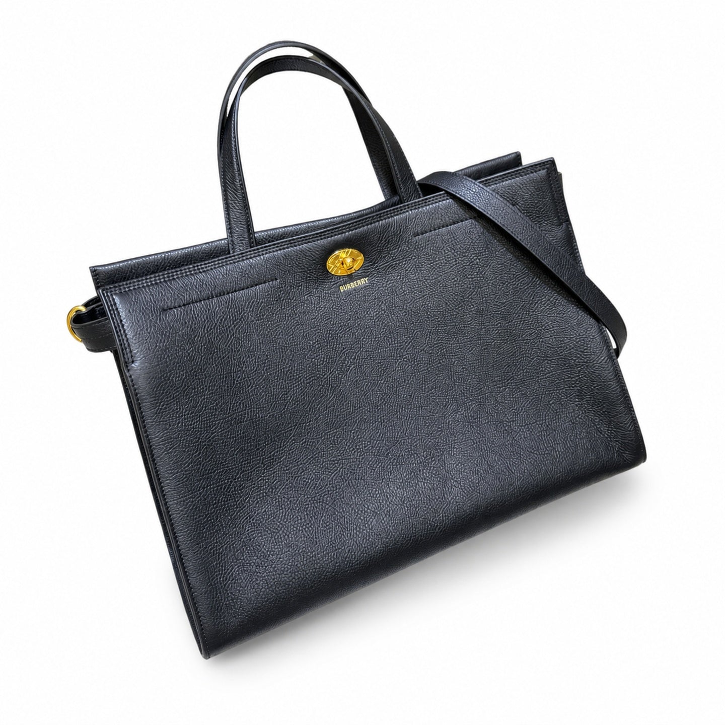 Burberry Cotswolds Cotton Leather Check Tote Bag